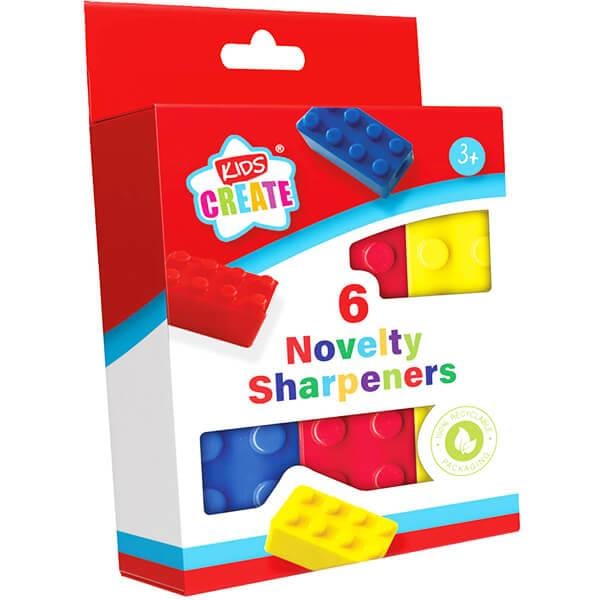 Arts & Crafts > Stationary > Sharpeners Children's Pack of 6 Novelty Brick Pencil Sharpeners 5012128472527