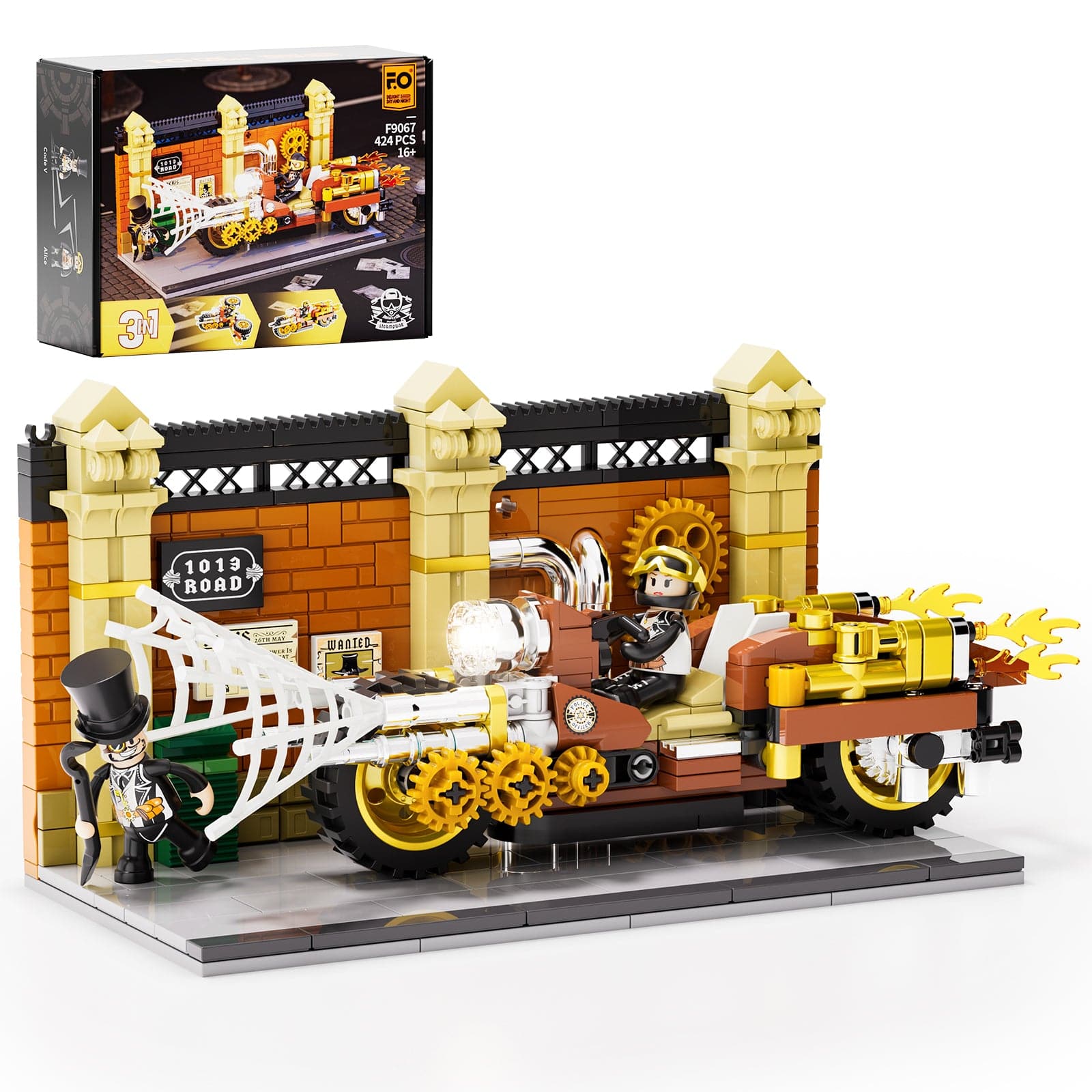 LUMIBRICKS - FUNWHOLE Steampunk Motorcycle Pursuit F9067 X004J6SCT3