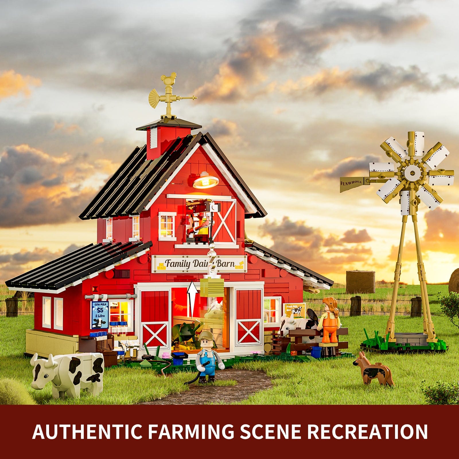 LUMIBRICKS - FUNWHOLE Cow Barn F9037 X004ATF8B9