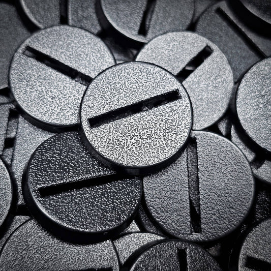 Base 25mm Round Slotted Bases for Wargaming Miniatures | Durable Plastic | Compatible with Popular Tabletop Games