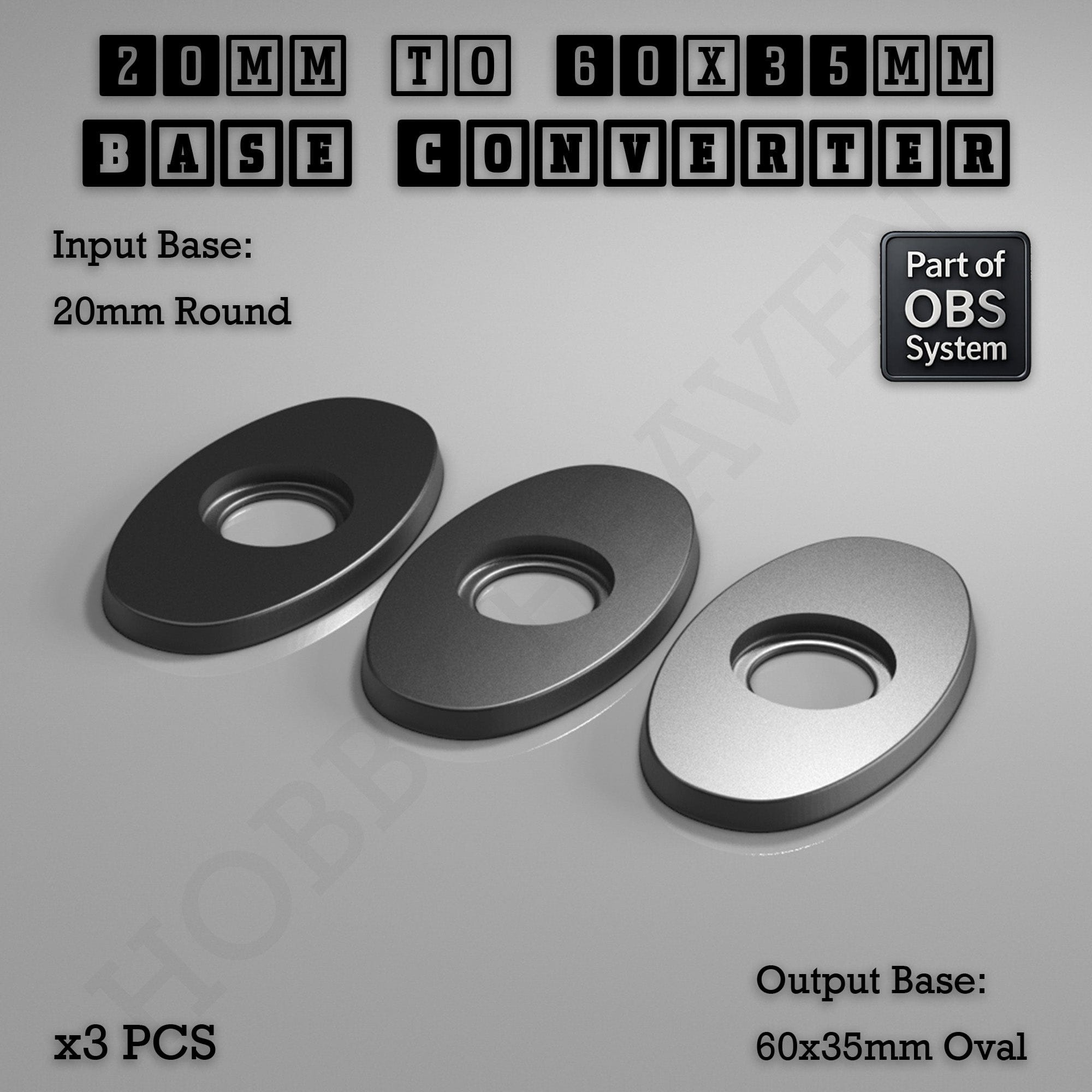 Base Round To Oval Bases Size Converters 3d Print Full Range