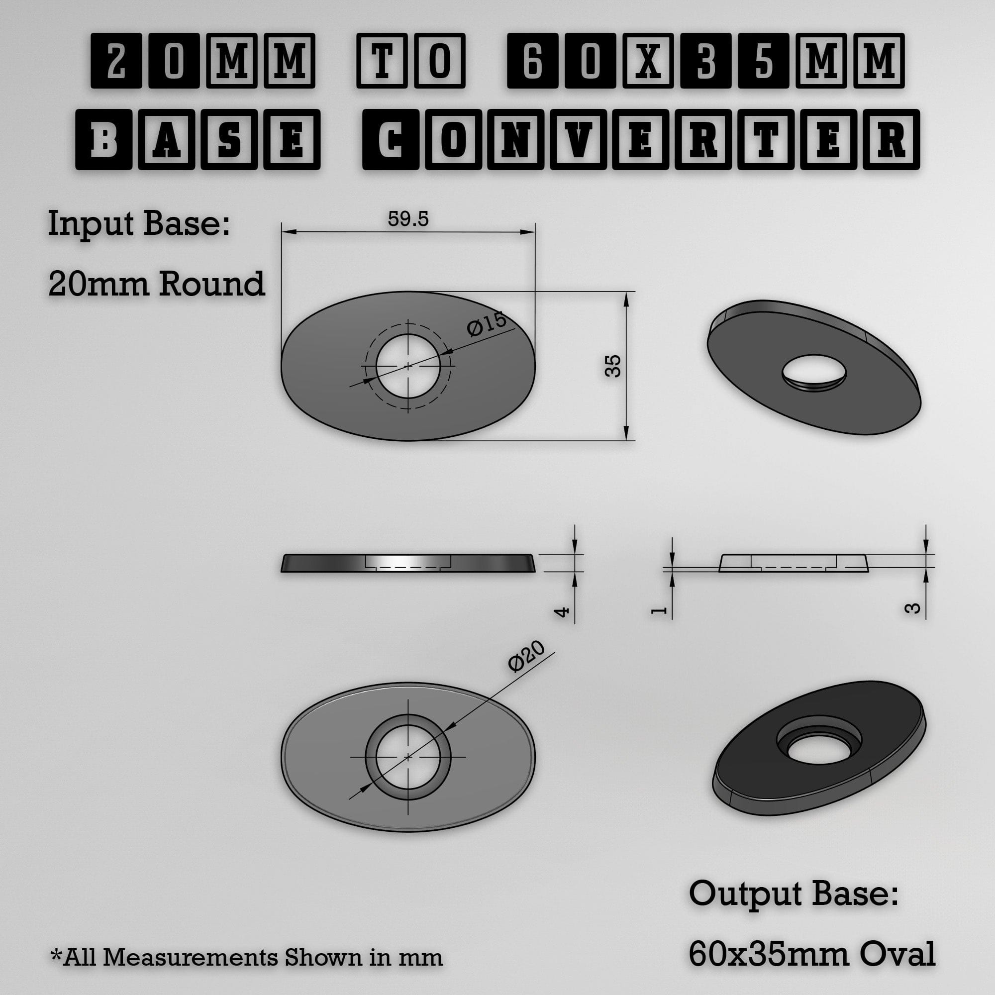 Base Round To Oval Bases Size Converters 3d Print Full Range