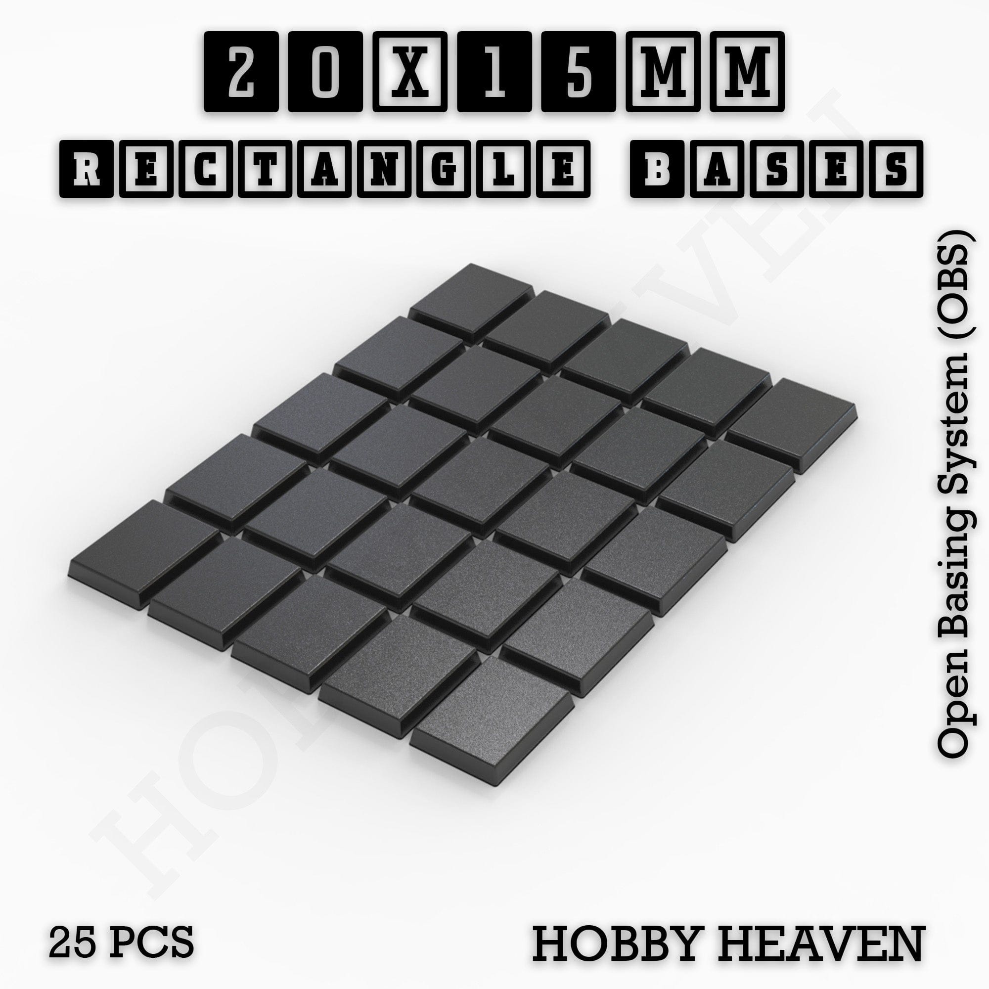 Base Rectangle Bases Range Sizes - 20x15mm to 75x25mm Small Sizes 3d Print Full Range Tabletop Games