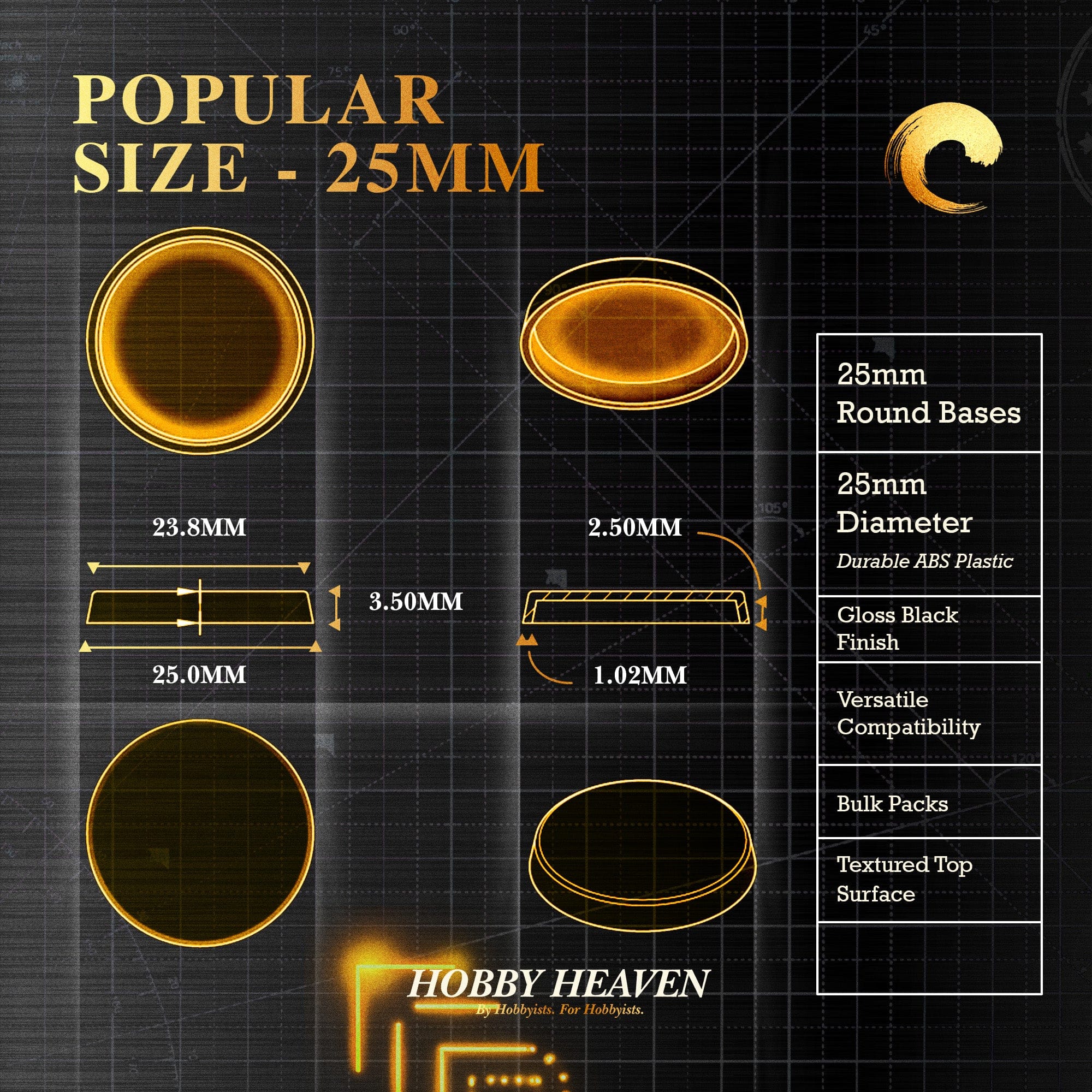 Base 25mm Round Plain Plastic Bases