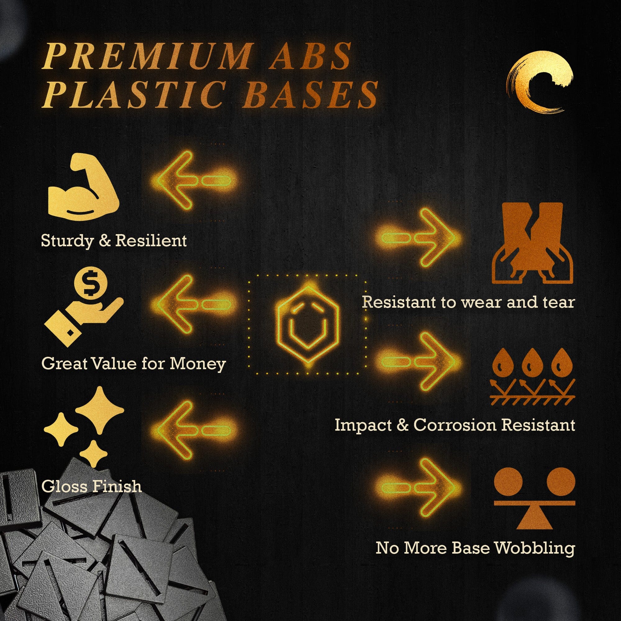 Base 25mm Square Diagonal Slotted Plastic Bases
