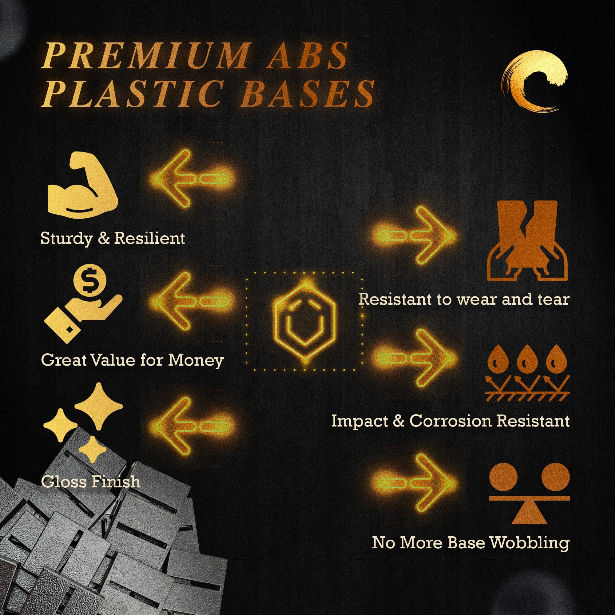 Base 25mm Square Parallel Slotted Plastic Bases