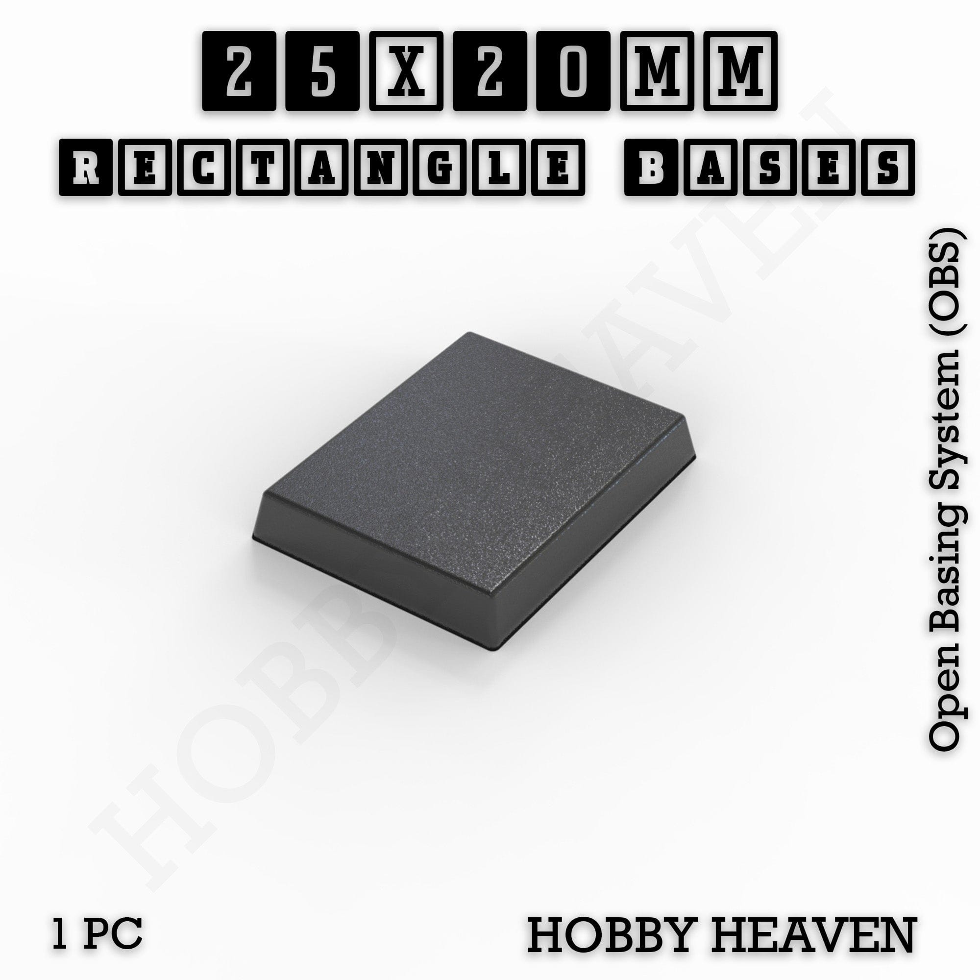 Base Rectangle Bases Range Sizes - 20x15mm to 75x25mm Small Sizes 3d Print Full Range Tabletop Games