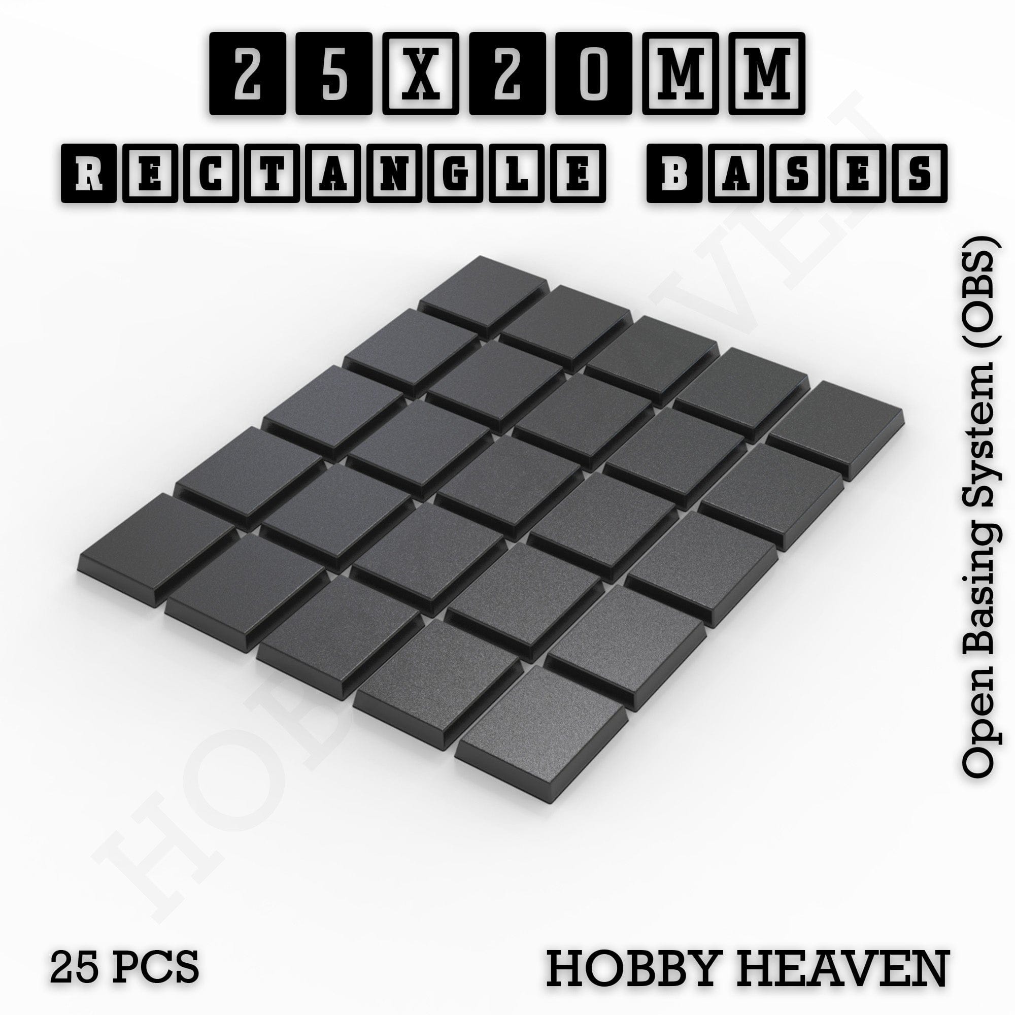Base Rectangle Bases Range Sizes - 20x15mm to 75x25mm Small Sizes 3d Print Full Range Tabletop Games