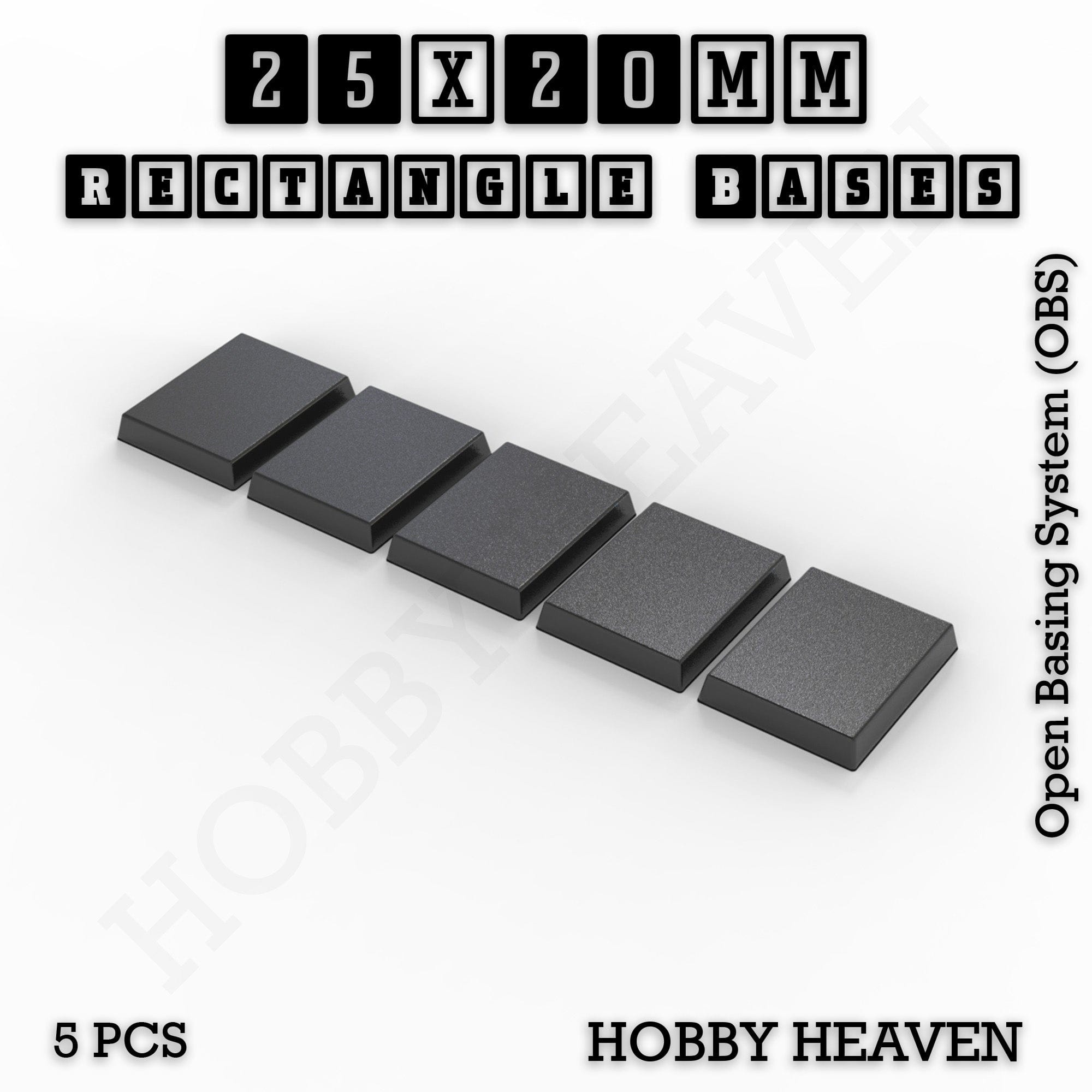 Base Rectangle Bases Range Sizes - 20x15mm to 75x25mm Small Sizes 3d Print Full Range Tabletop Games