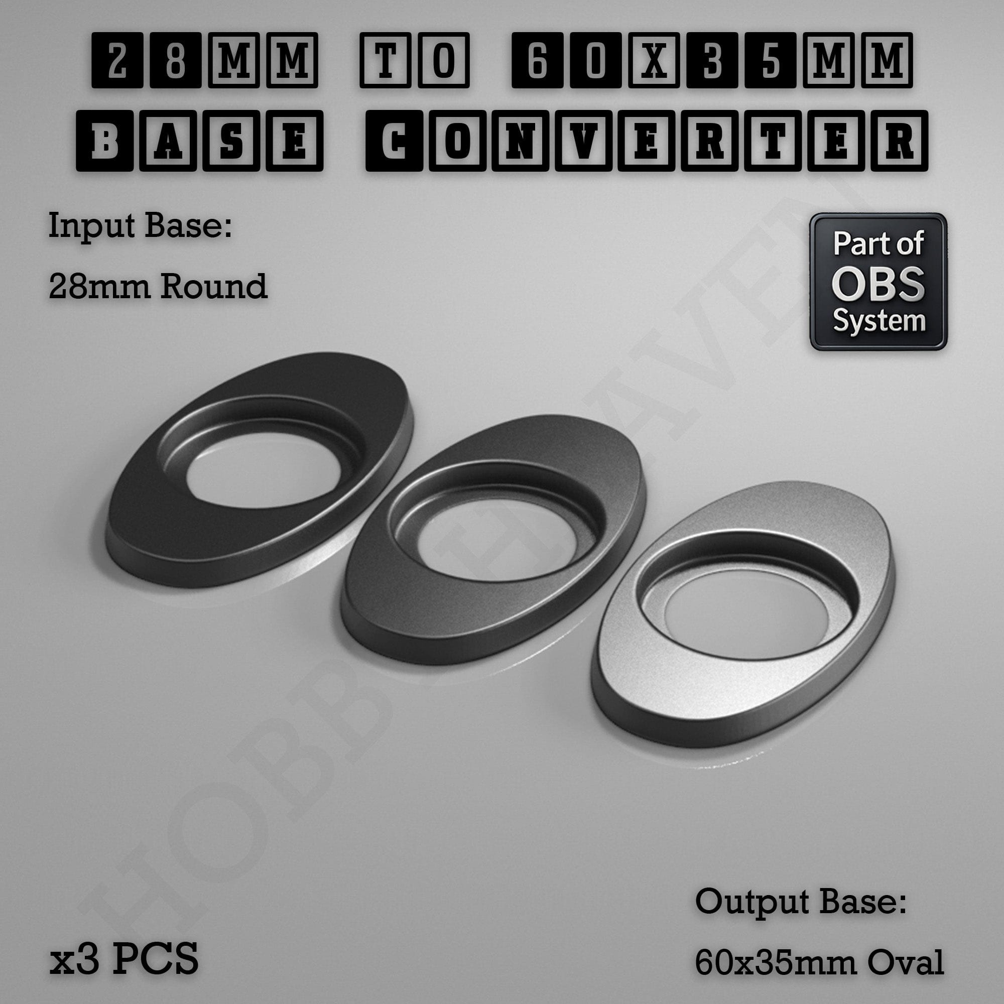 Base Round To Oval Bases Size Converters 3d Print Full Range