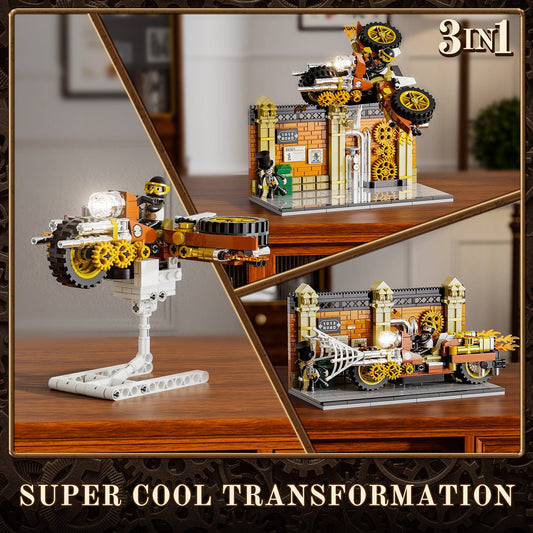 LUMIBRICKS - FUNWHOLE Steampunk Motorcycle Pursuit F9067 X004J6SCT3