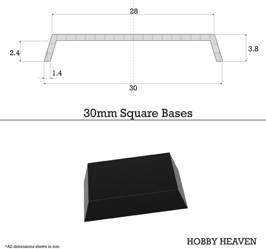 Base 30mm Square Plain Plastic Bases