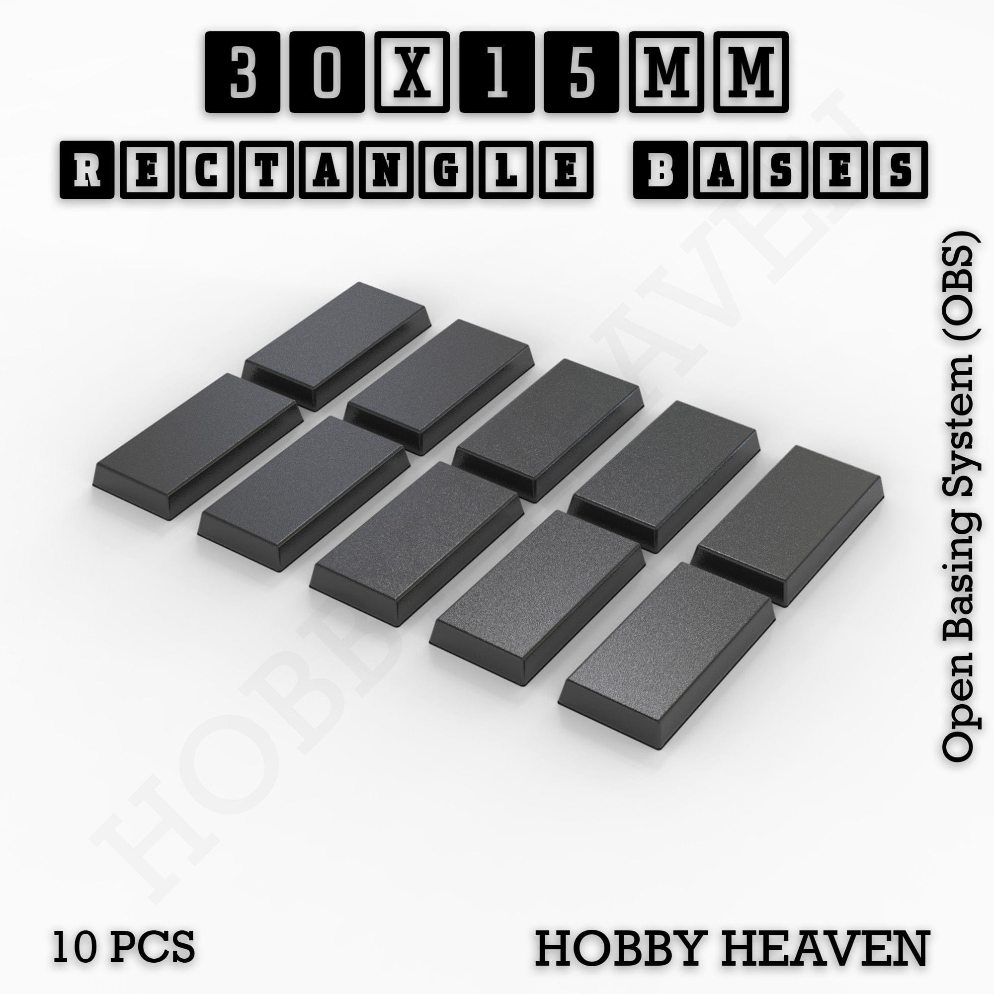 Base Rectangle Bases Range Sizes - 20x15mm to 75x25mm Small Sizes 3d Print Full Range Tabletop Games