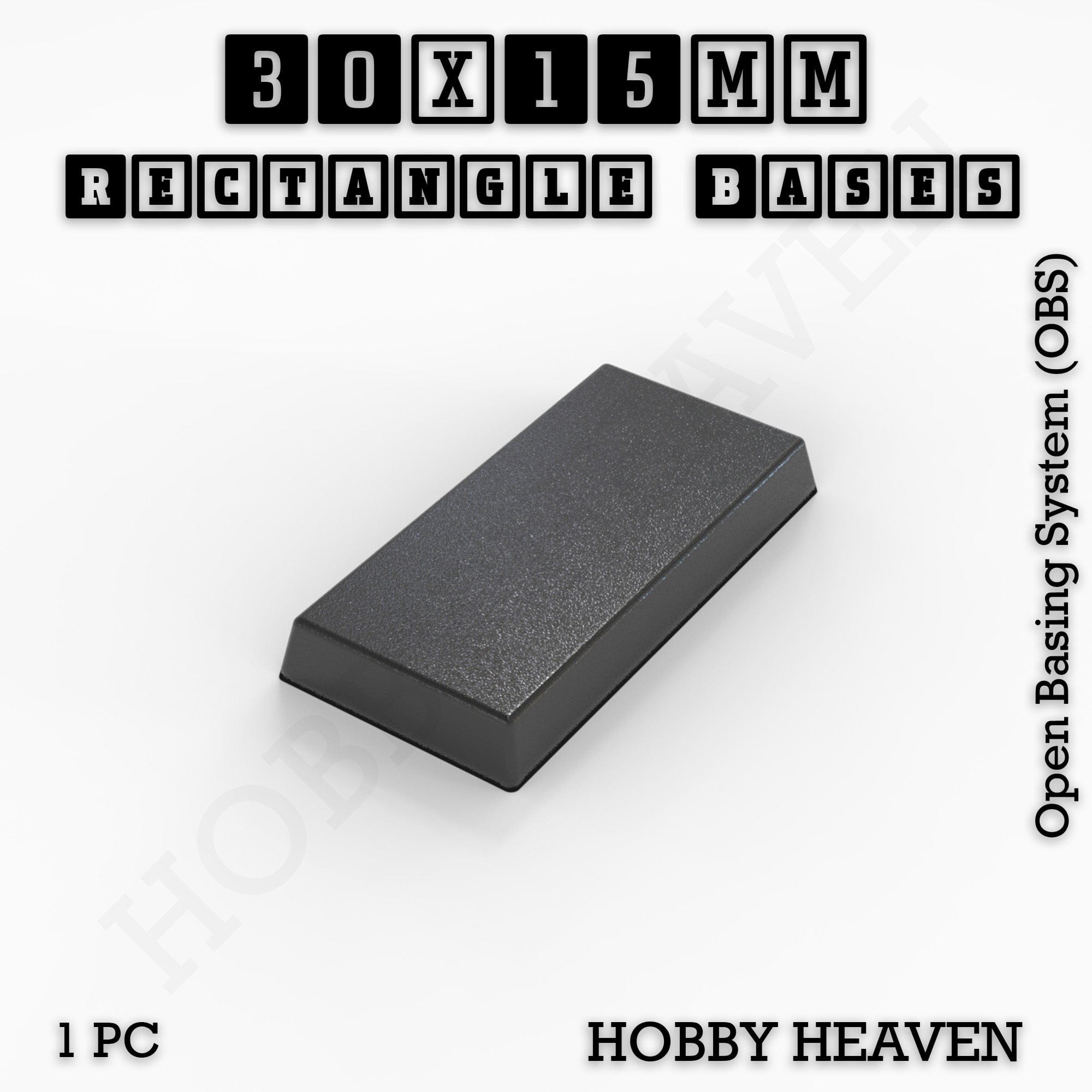 Base Rectangle Bases Range Sizes - 20x15mm to 75x25mm Small Sizes 3d Print Full Range Tabletop Games