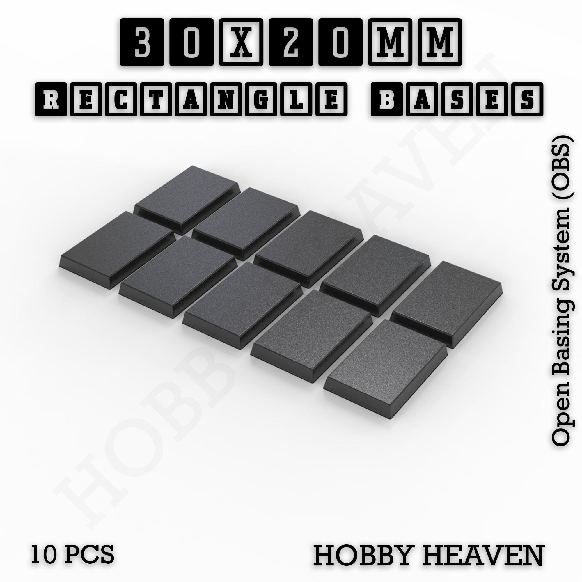 Base Rectangle Bases Range Sizes - 20x15mm to 75x25mm Small Sizes 3d Print Full Range Tabletop Games