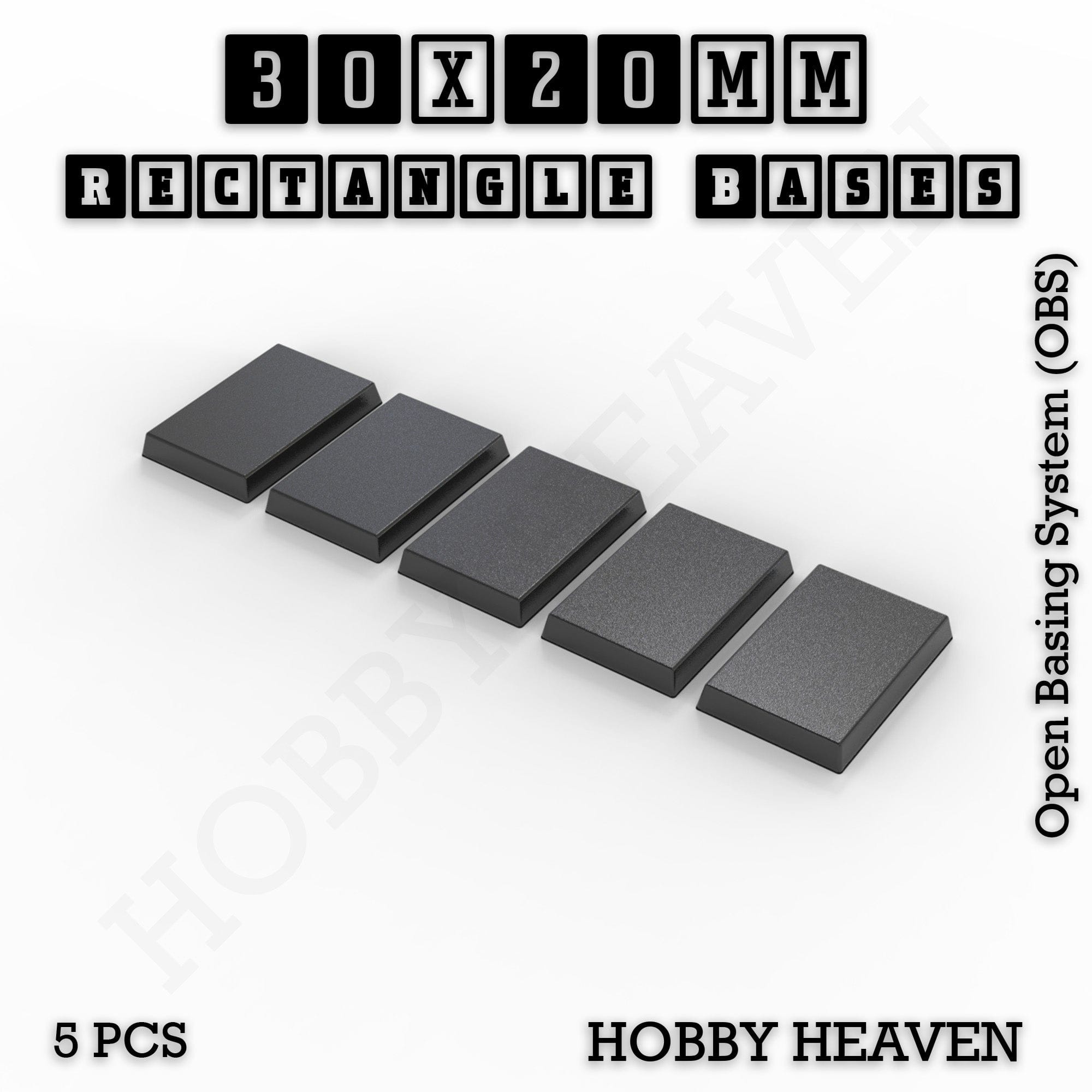 Base Rectangle Bases Range Sizes - 20x15mm to 75x25mm Small Sizes 3d Print Full Range Tabletop Games