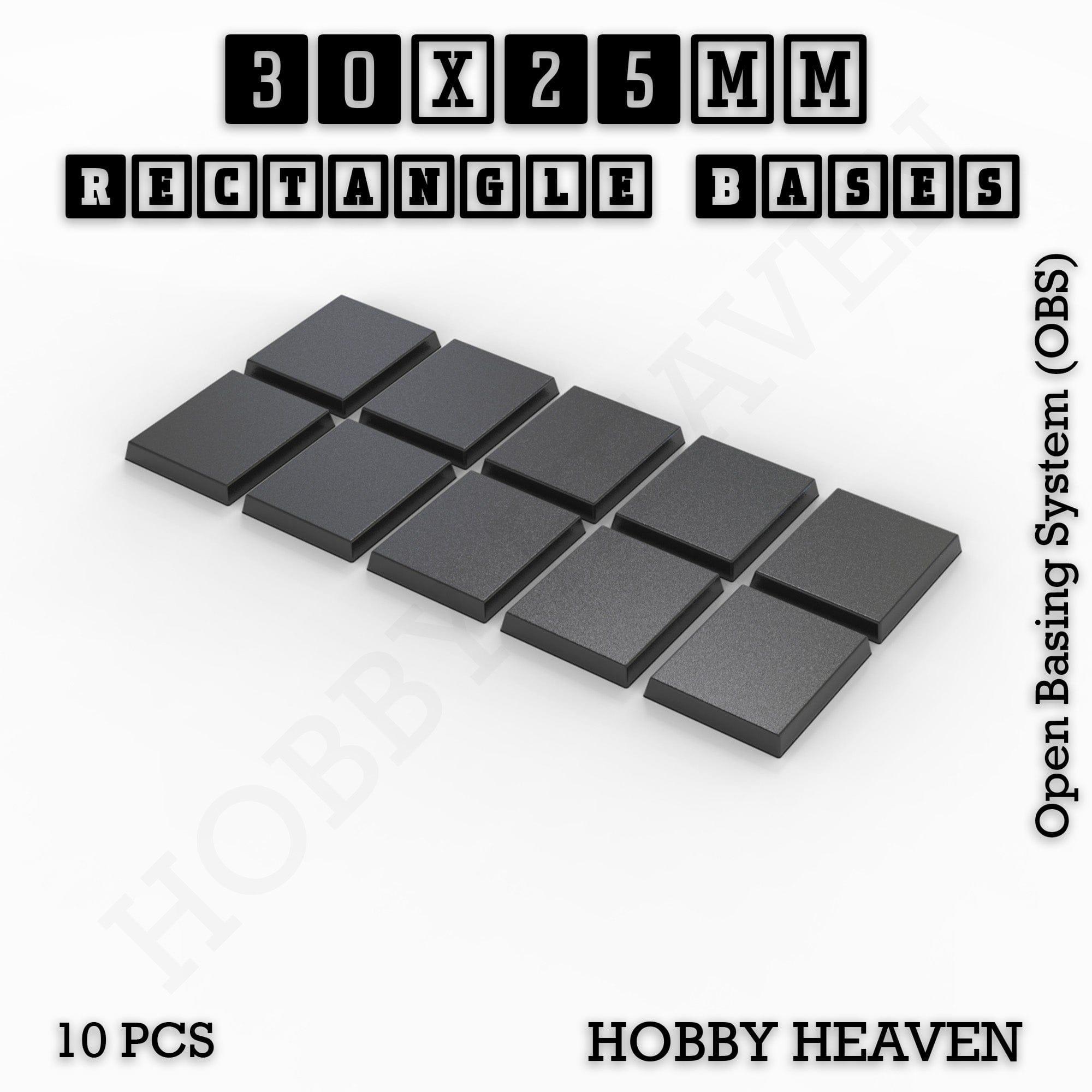 Base Rectangle Bases Range Sizes - 20x15mm to 75x25mm Small Sizes 3d Print Full Range Tabletop Games