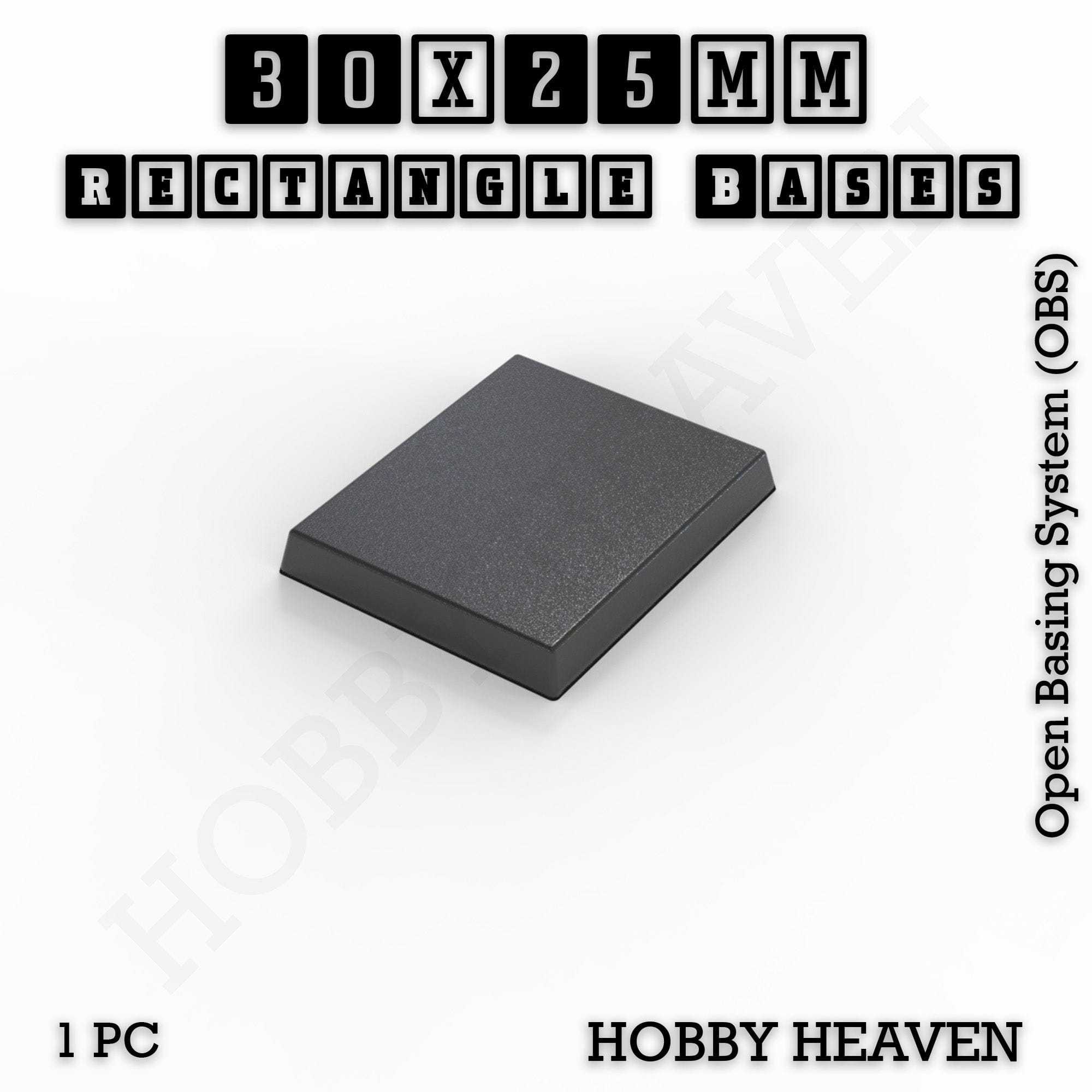 Base Rectangle Bases Range Sizes - 20x15mm to 75x25mm Small Sizes 3d Print Full Range Tabletop Games