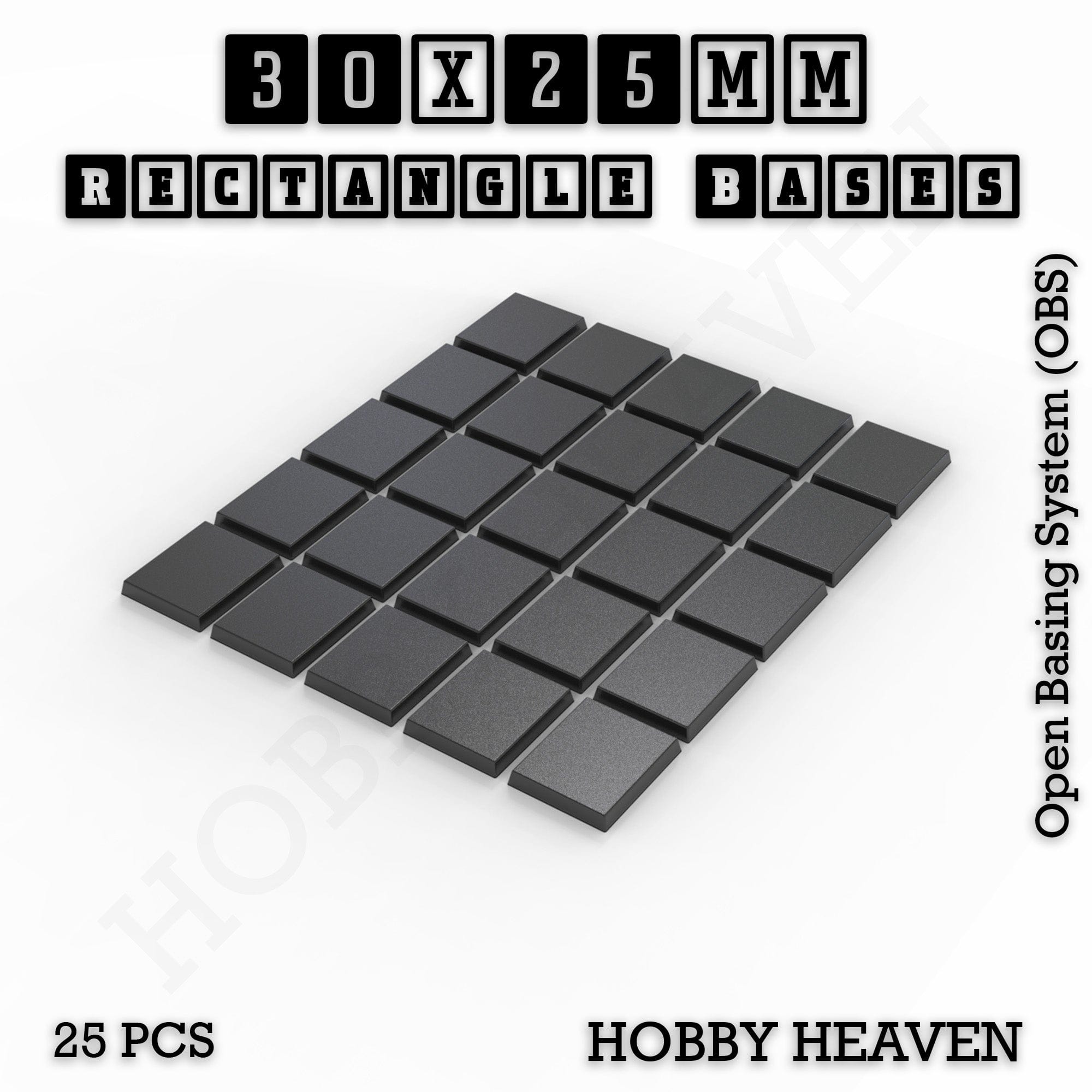 Base Rectangle Bases Range Sizes - 20x15mm to 75x25mm Small Sizes 3d Print Full Range Tabletop Games