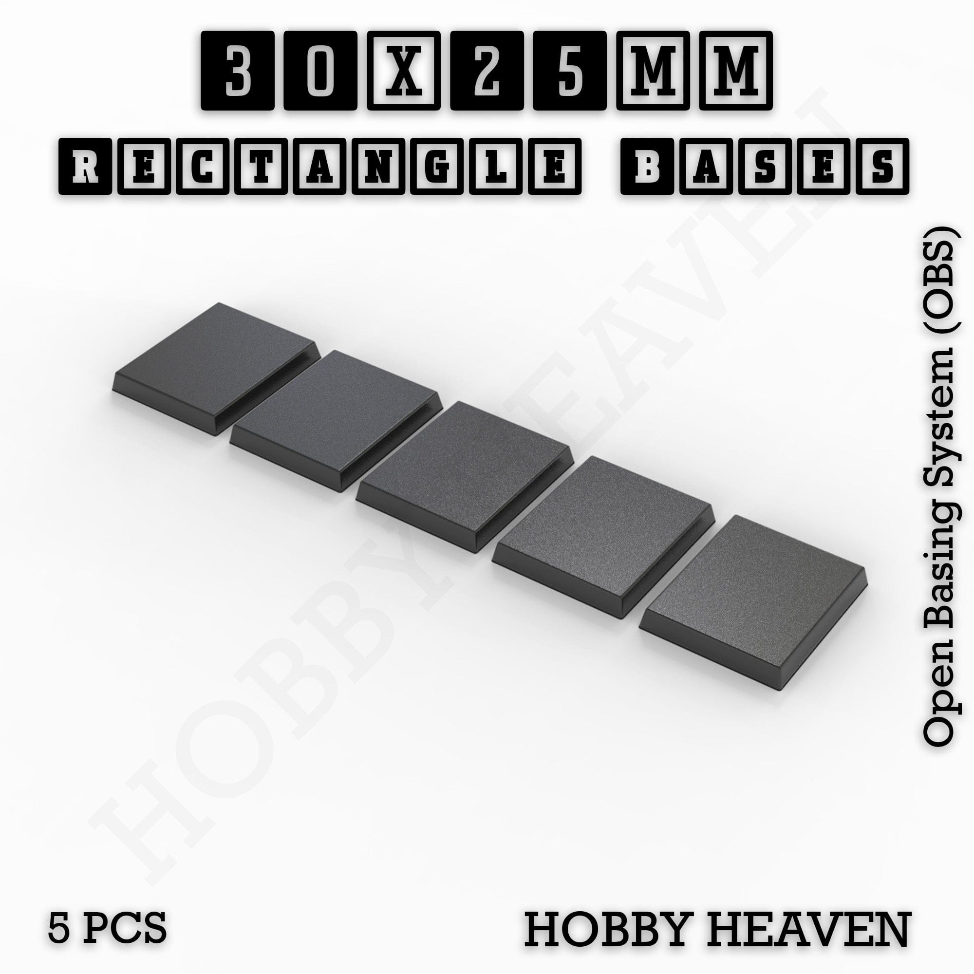 Base Rectangle Bases Range Sizes - 20x15mm to 75x25mm Small Sizes 3d Print Full Range Tabletop Games