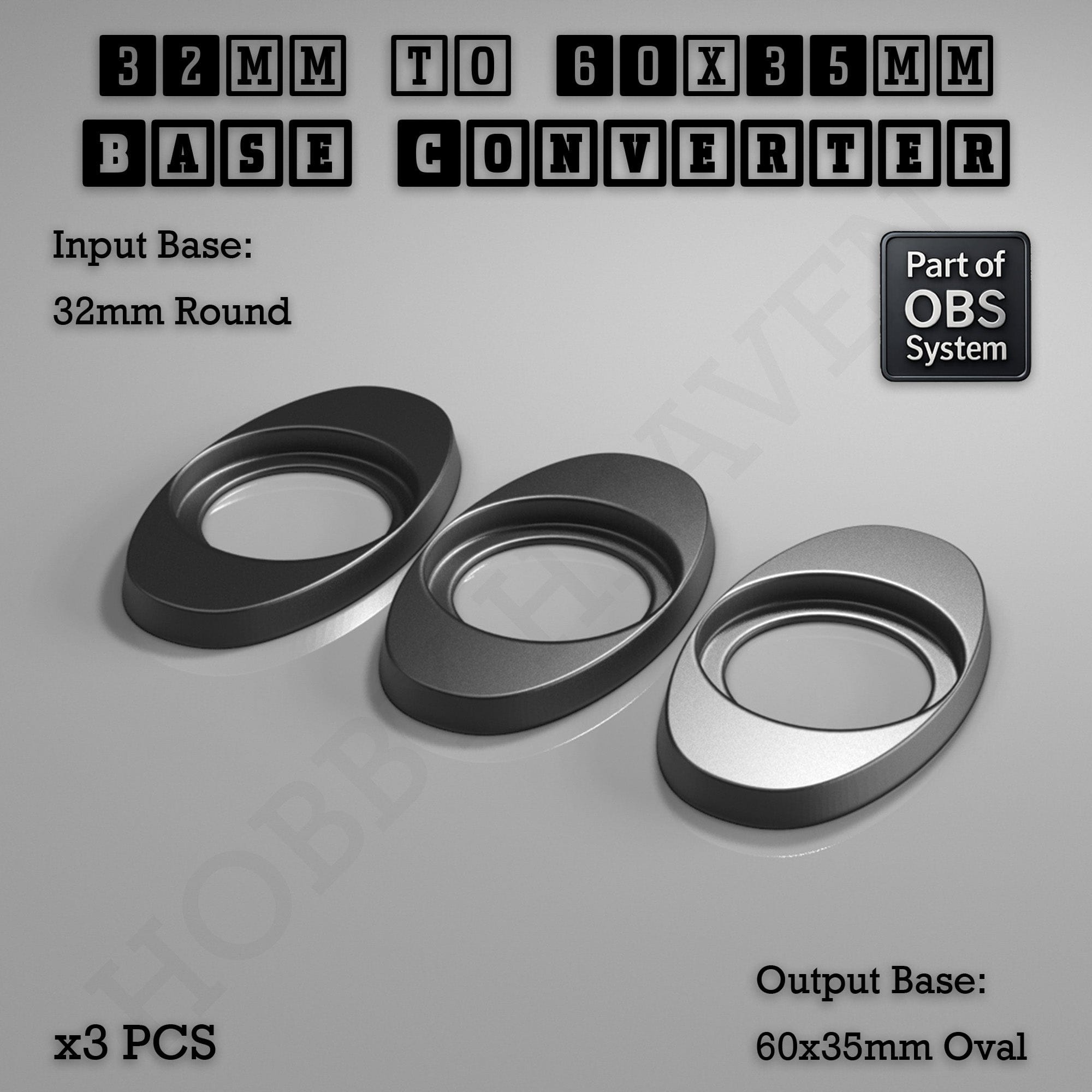 Base Round To Oval Bases Size Converters 3d Print Full Range