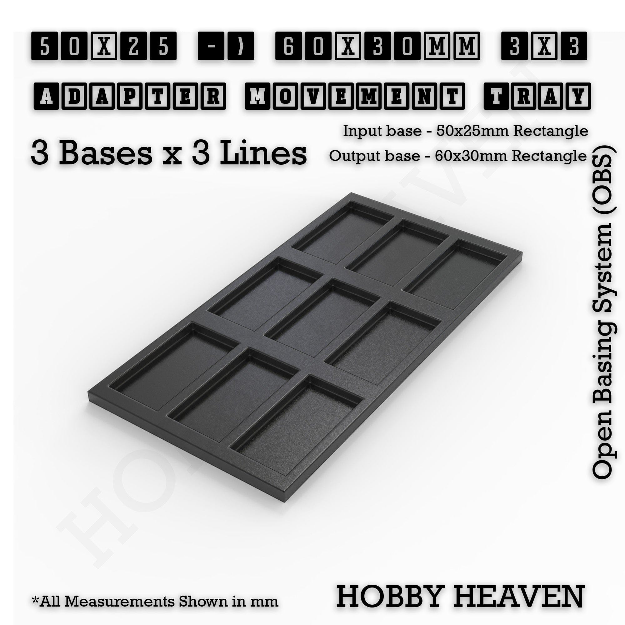 Movement Tray Square and Rectangle Movement Trays Adapters for Tabletop Games