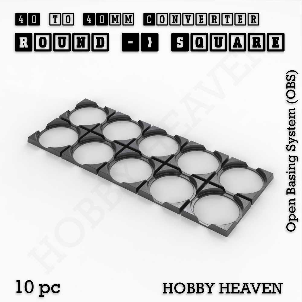 Base 40mm To 40mm Square Converter x10pcs Round to Square Bases Shape and Size Converters 3d Print Full Range