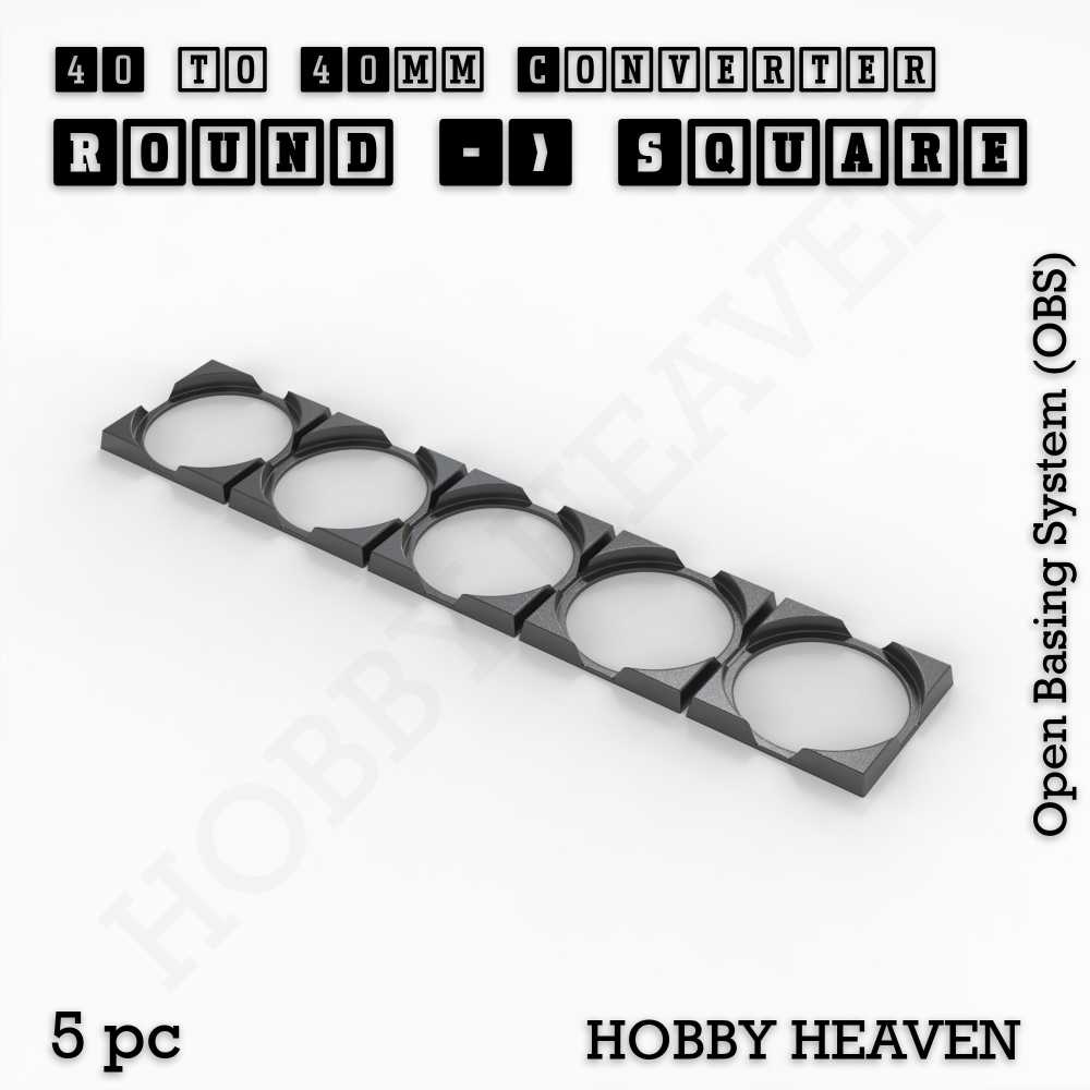 Base 40mm To 40mm Square Converter x5pcs Round to Square Bases Shape and Size Converters 3d Print Full Range