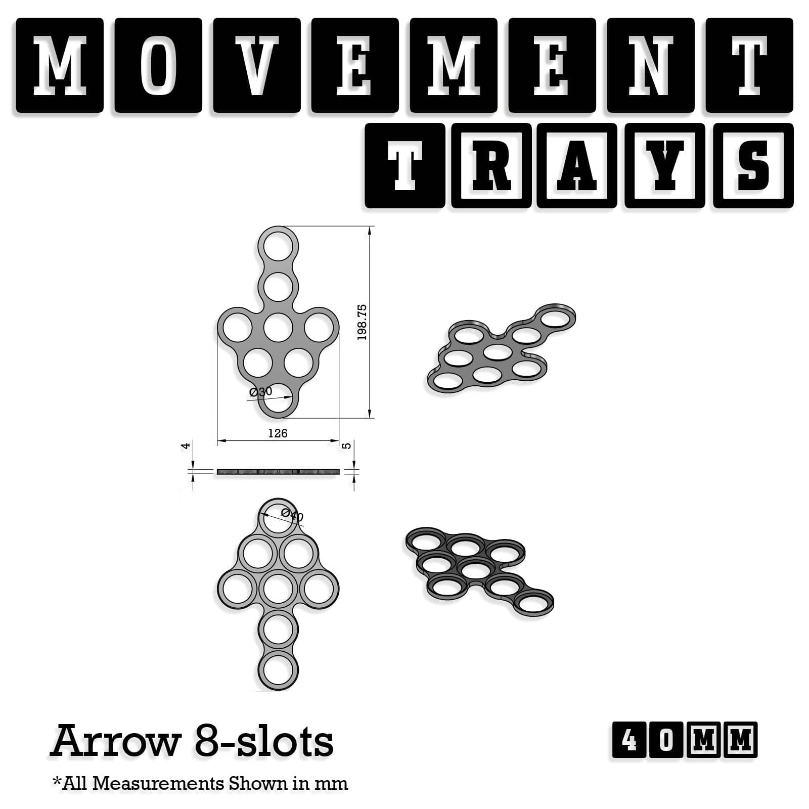 Movement Tray 40mm Movement Trays for Miniatures | Tabletop Wargames Compatible | Full Range