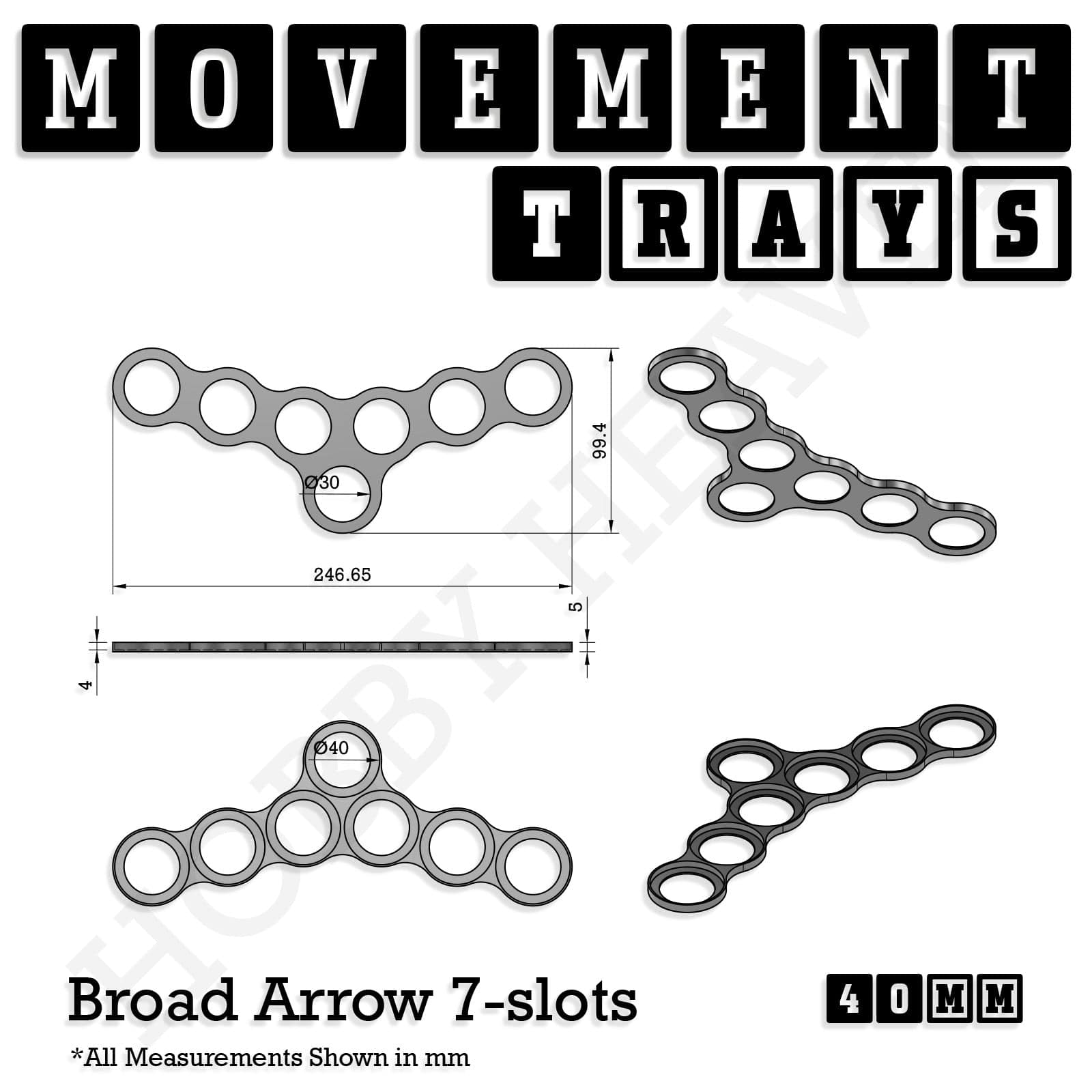 Movement Tray 40mm Movement Trays for Miniatures | Tabletop Wargames Compatible | Full Range