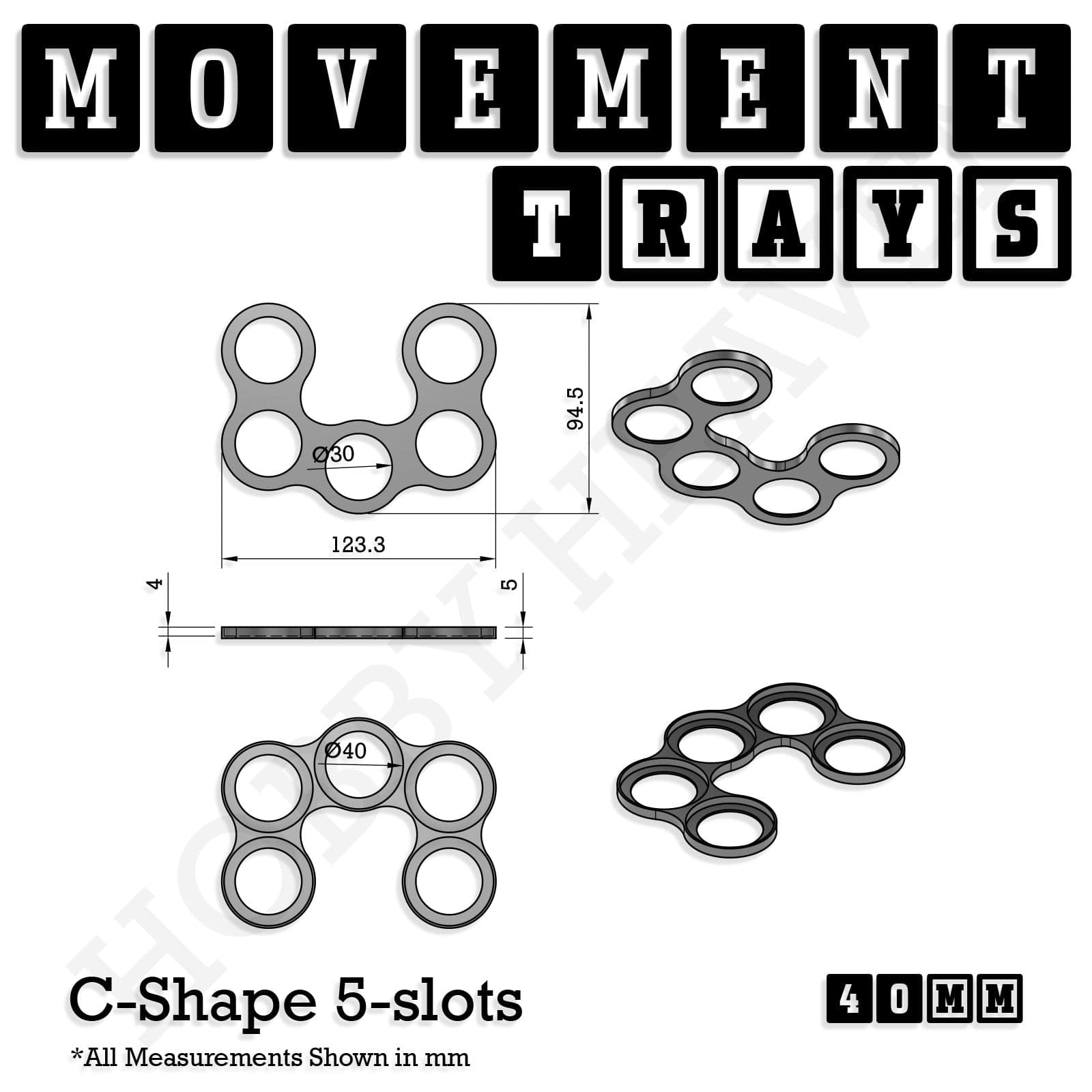 Movement Tray 40mm Movement Trays for Miniatures | Tabletop Wargames Compatible | Full Range