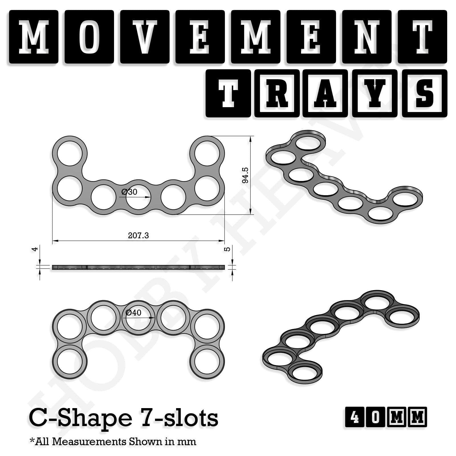 Movement Tray 40mm Movement Trays for Miniatures | Tabletop Wargames Compatible | Full Range