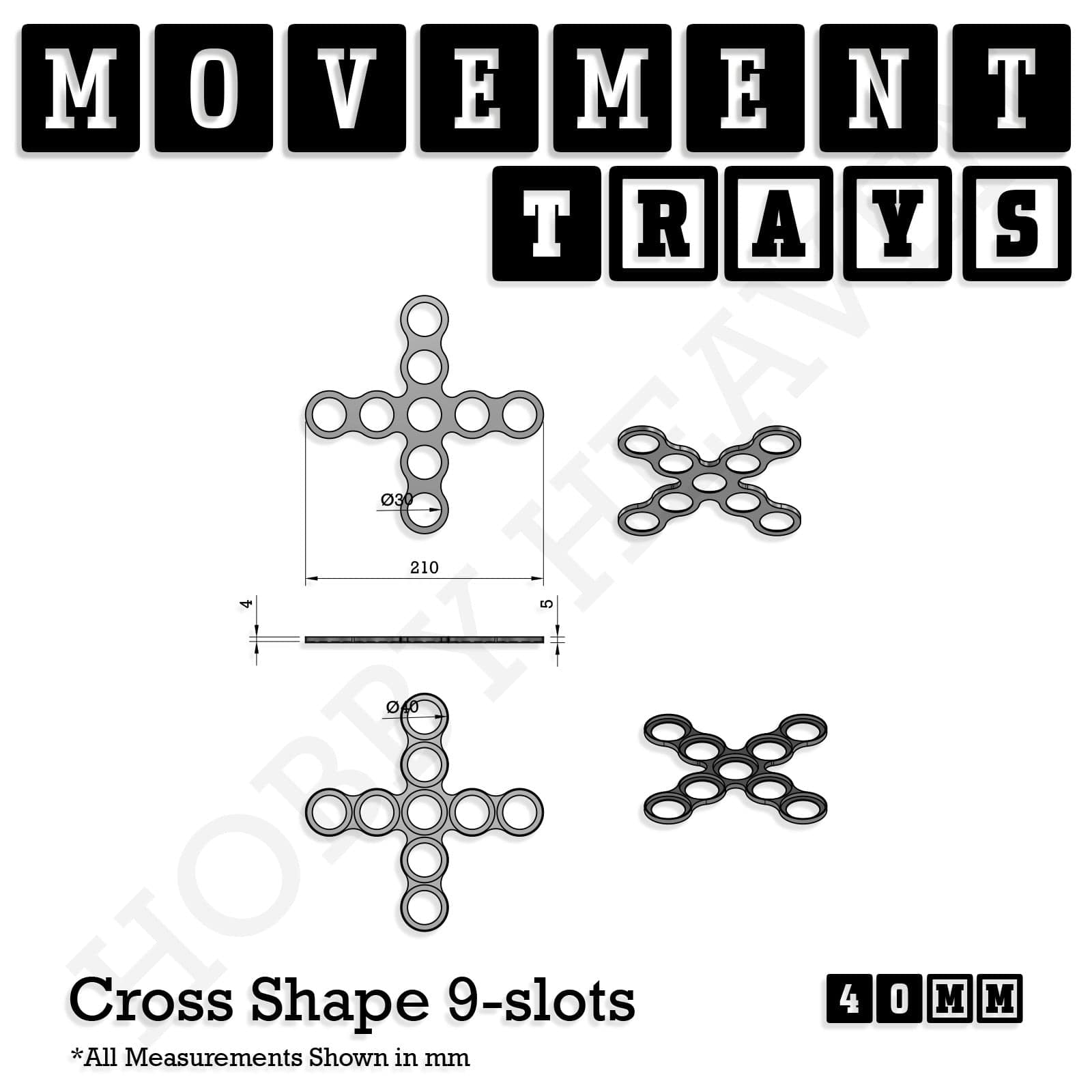 Movement Tray 40mm Movement Trays for Miniatures | Tabletop Wargames Compatible | Full Range