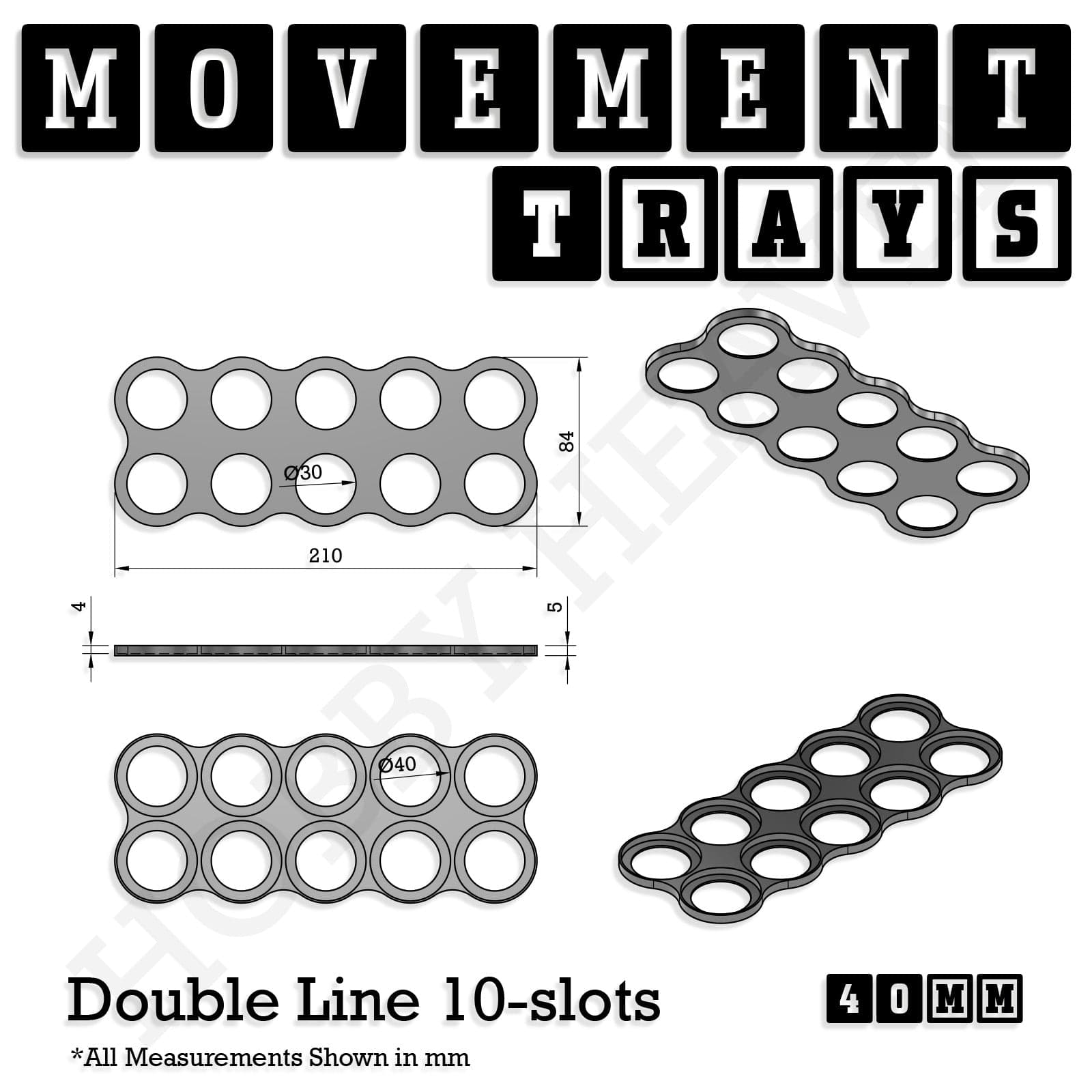 Movement Tray 40mm Movement Trays for Miniatures | Tabletop Wargames Compatible | Full Range