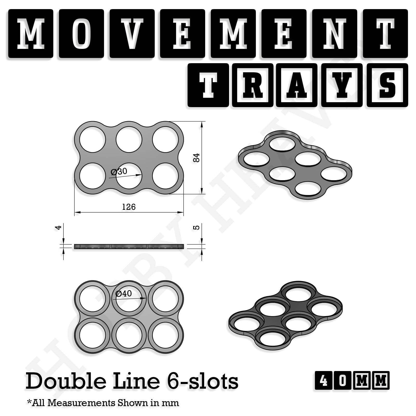 Movement Tray 40mm Movement Trays for Miniatures | Tabletop Wargames Compatible | Full Range