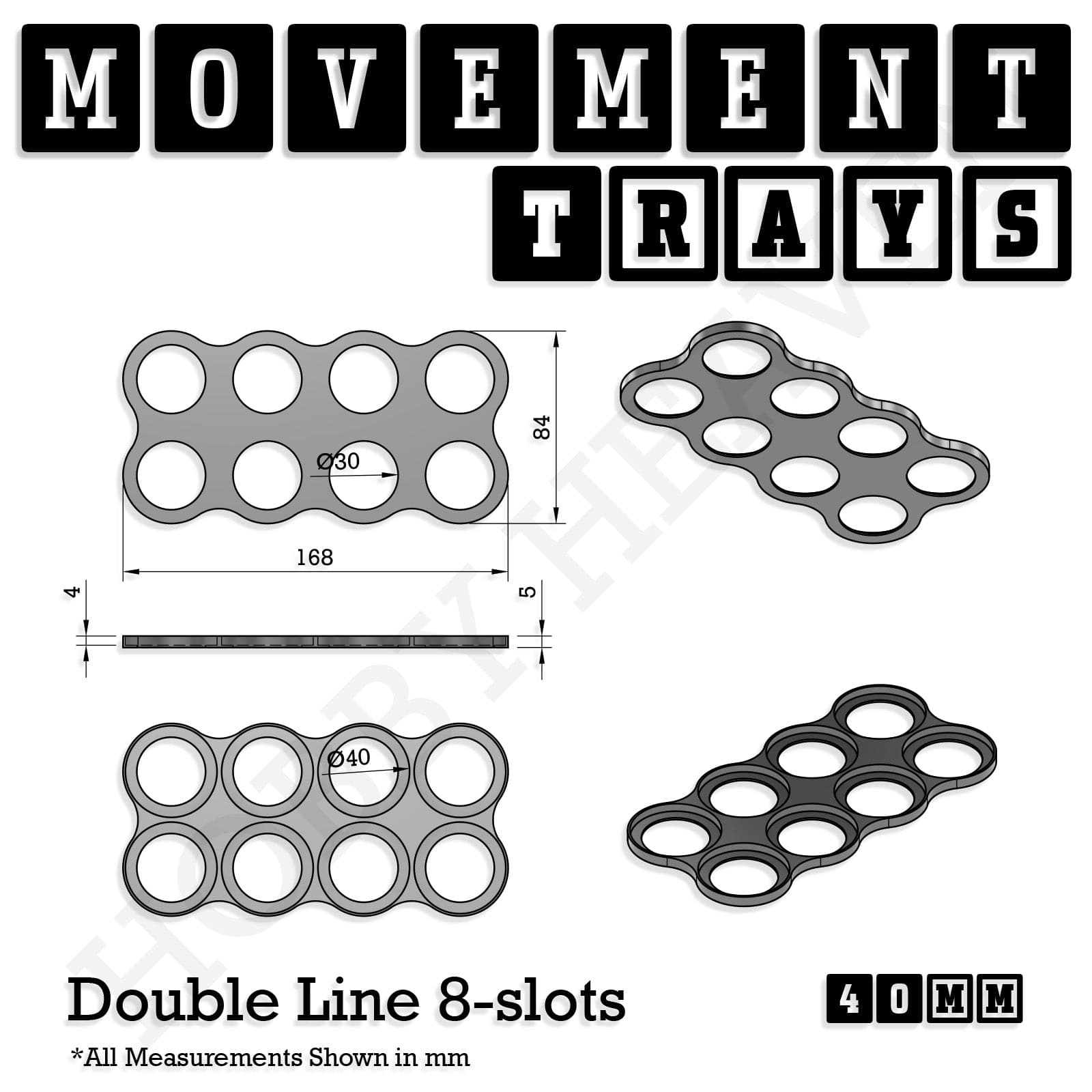 Movement Tray 40mm Movement Trays for Miniatures | Tabletop Wargames Compatible | Full Range