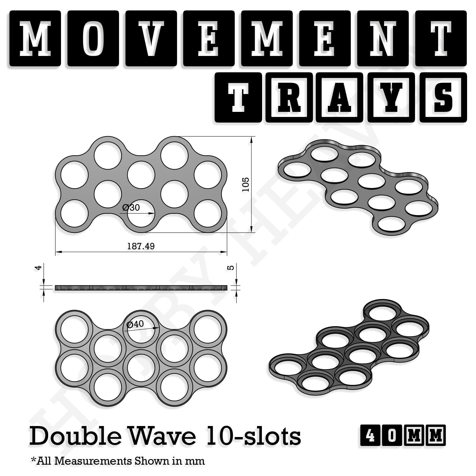 Movement Tray 40mm Movement Trays for Miniatures | Tabletop Wargames Compatible | Full Range