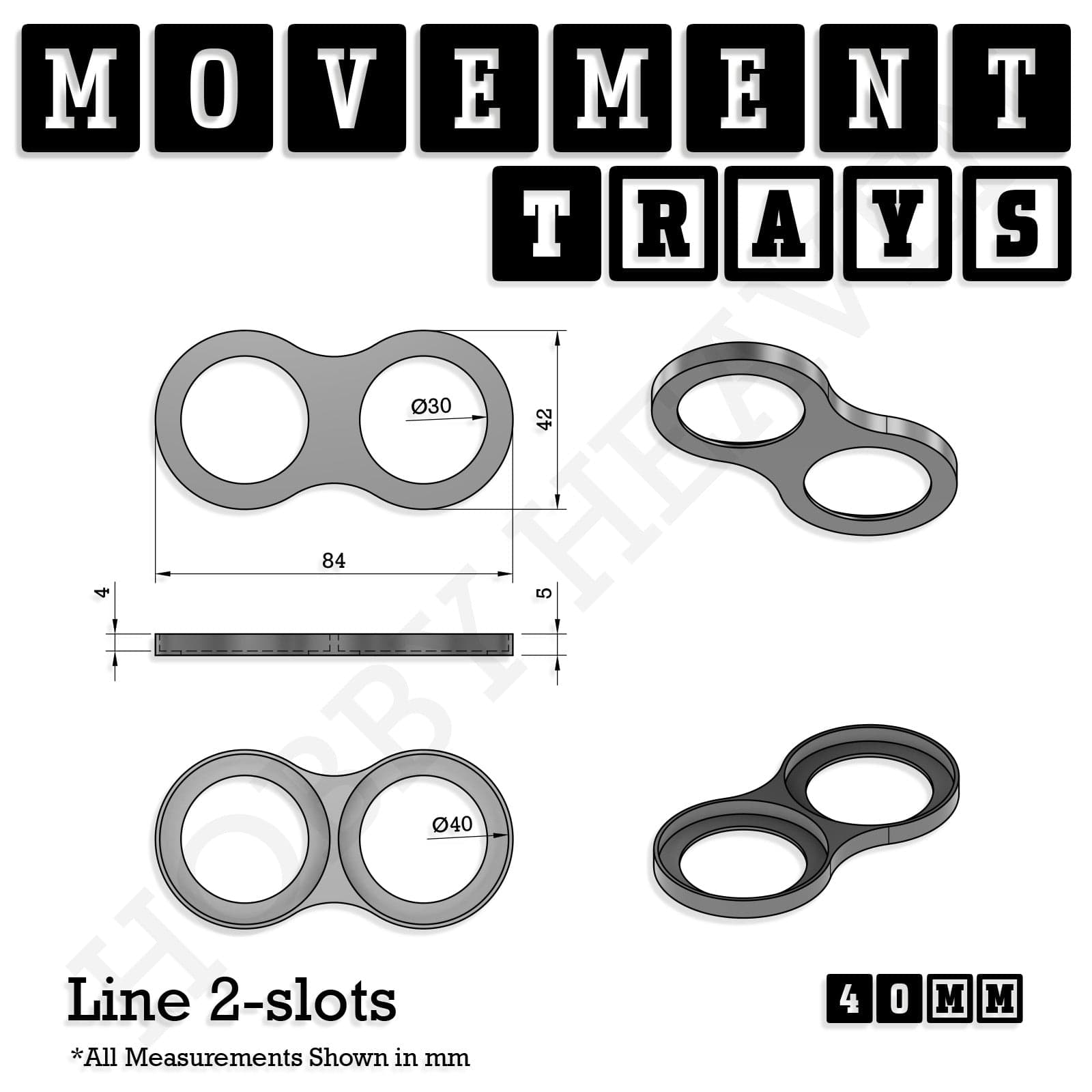 Movement Tray 40mm Movement Trays for Miniatures | Tabletop Wargames Compatible | Full Range