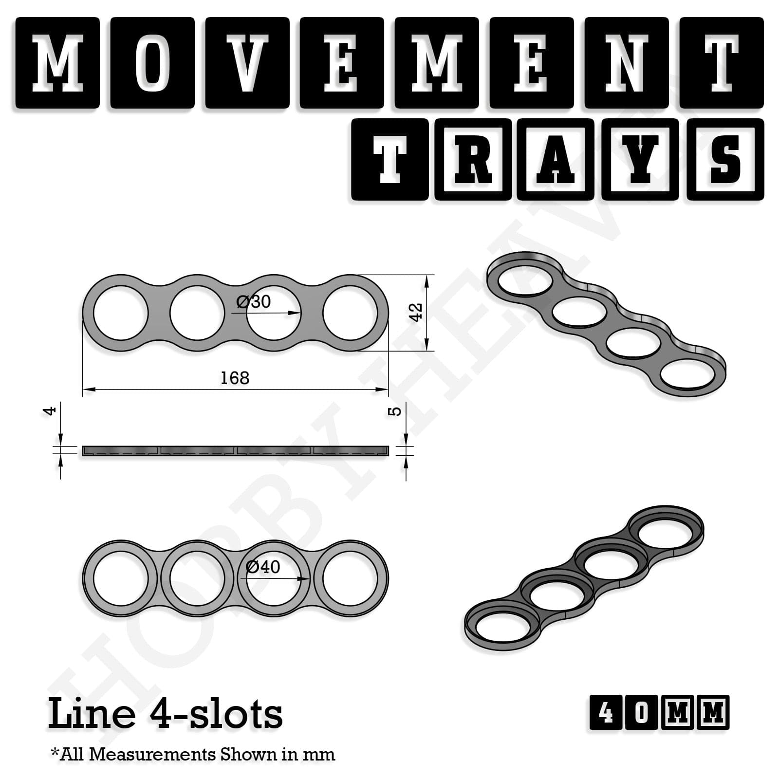 Movement Tray 40mm Movement Trays for Miniatures | Tabletop Wargames Compatible | Full Range