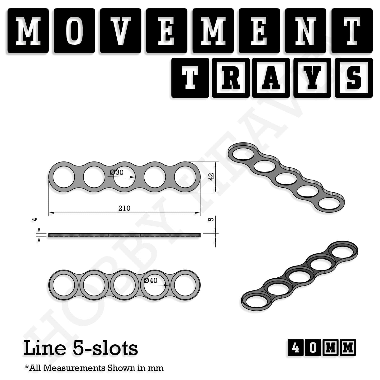 Movement Tray 40mm Movement Trays for Miniatures | Tabletop Wargames Compatible | Full Range