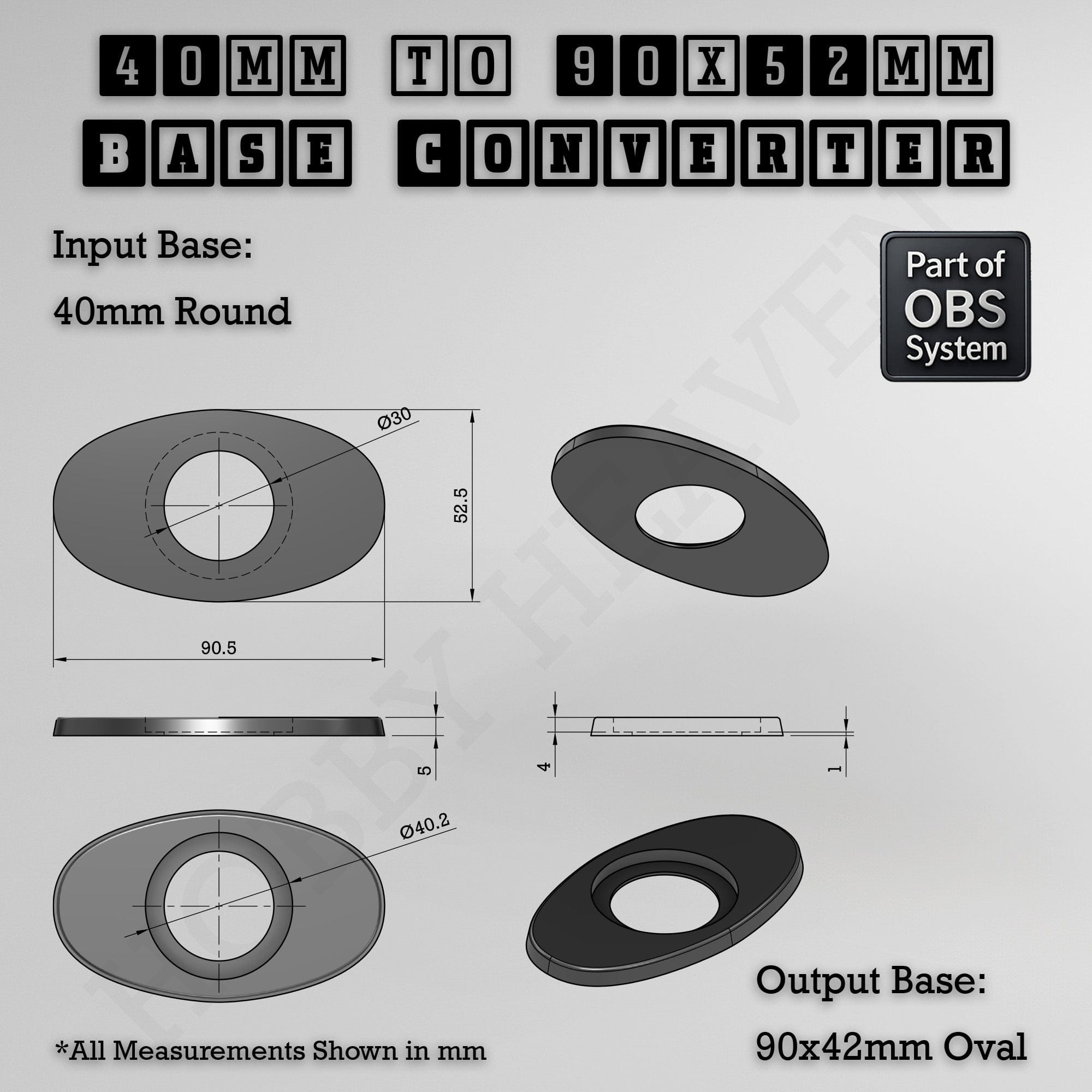 Base Round To Oval Bases Size Converters 3d Print Full Range