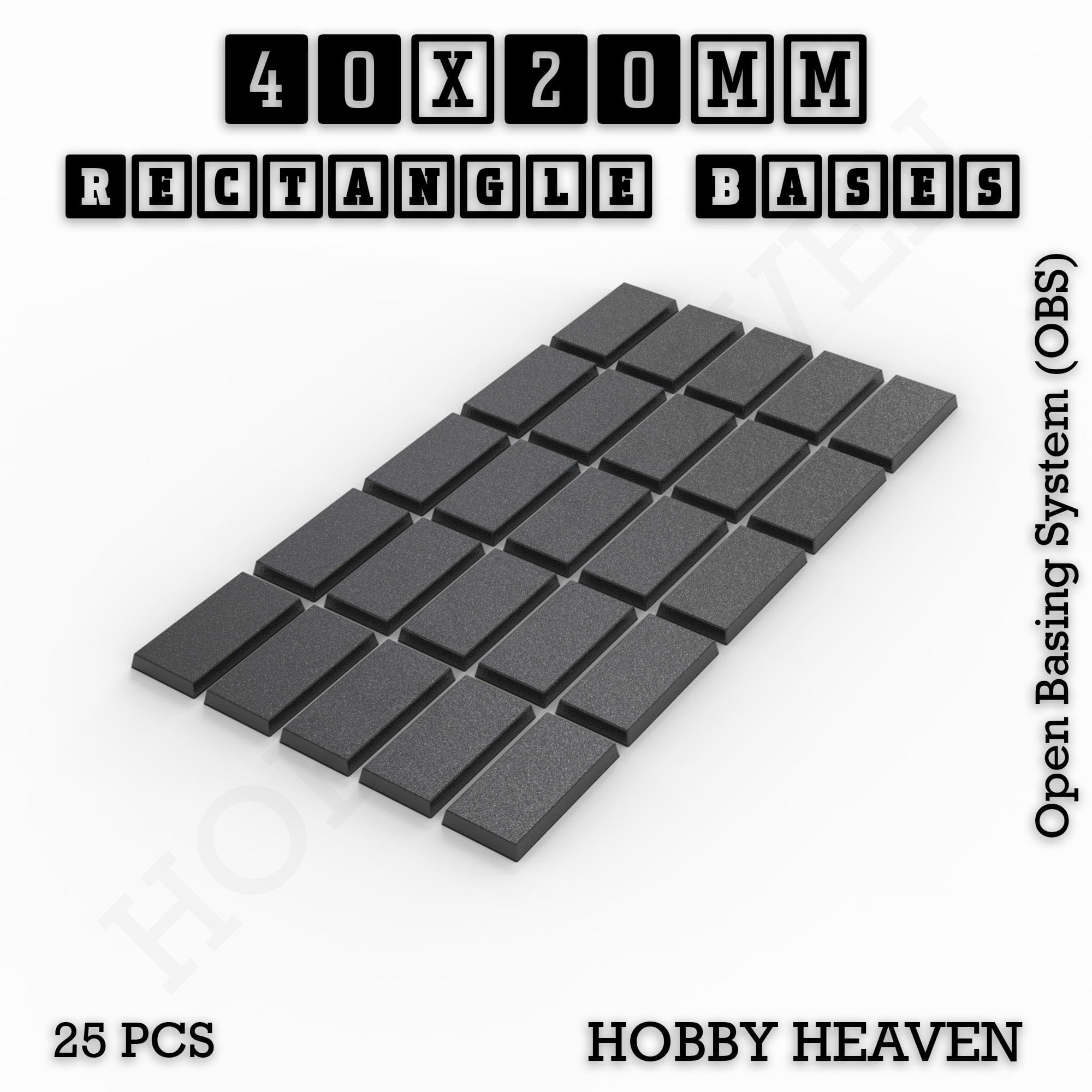 Base Rectangle Bases Range Sizes - 20x15mm to 75x25mm Small Sizes 3d Print Full Range Tabletop Games