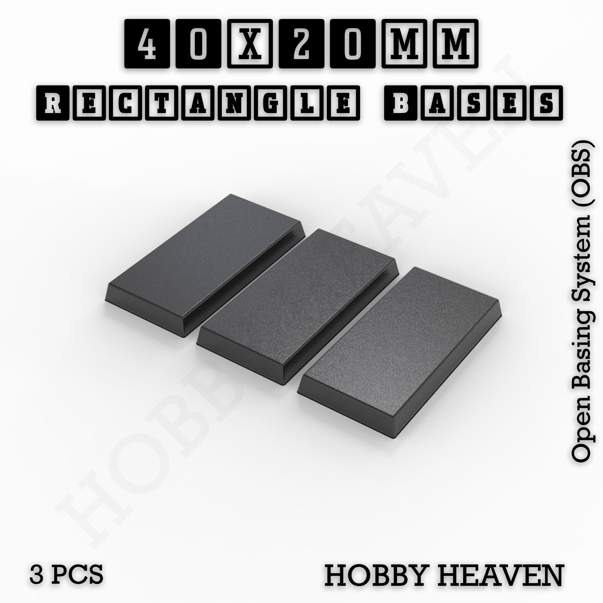 Base Rectangle Bases Range Sizes - 20x15mm to 75x25mm Small Sizes 3d Print Full Range Tabletop Games