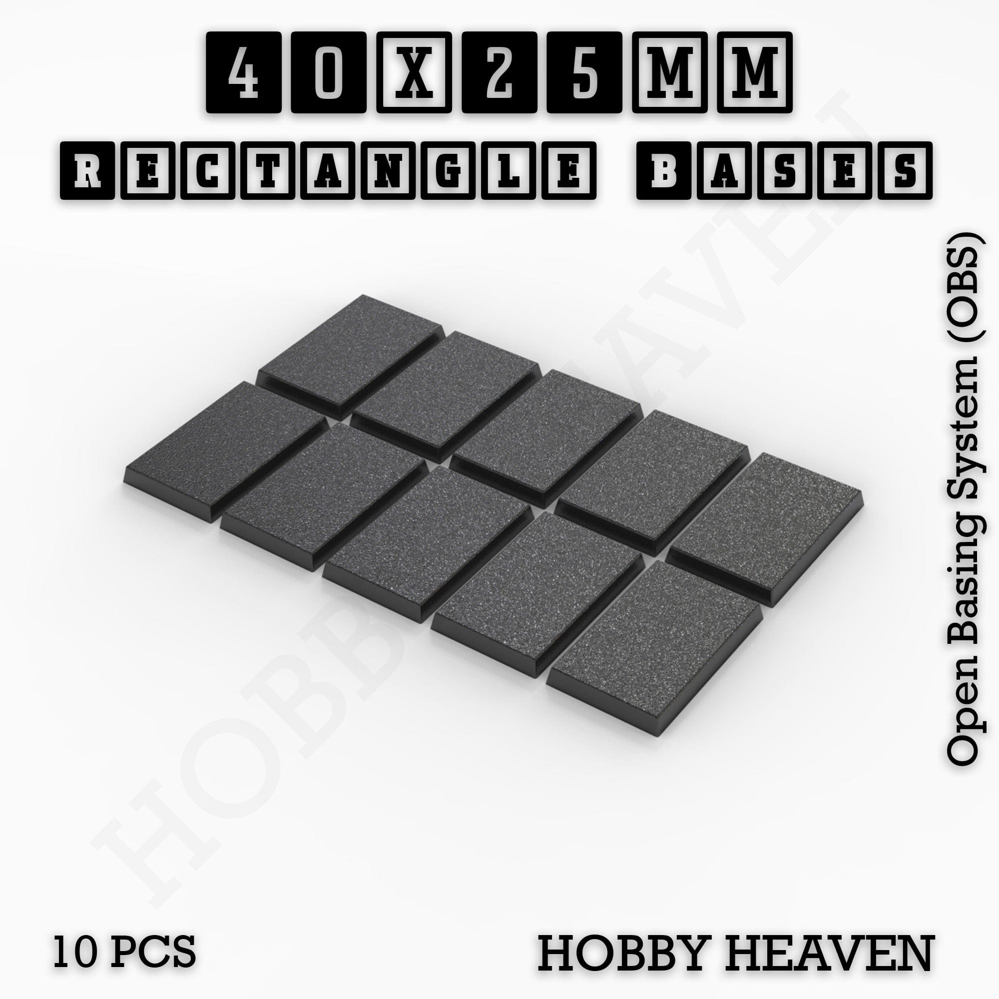 Base Rectangle Bases Range Sizes - 20x15mm to 75x25mm Small Sizes 3d Print Full Range Tabletop Games