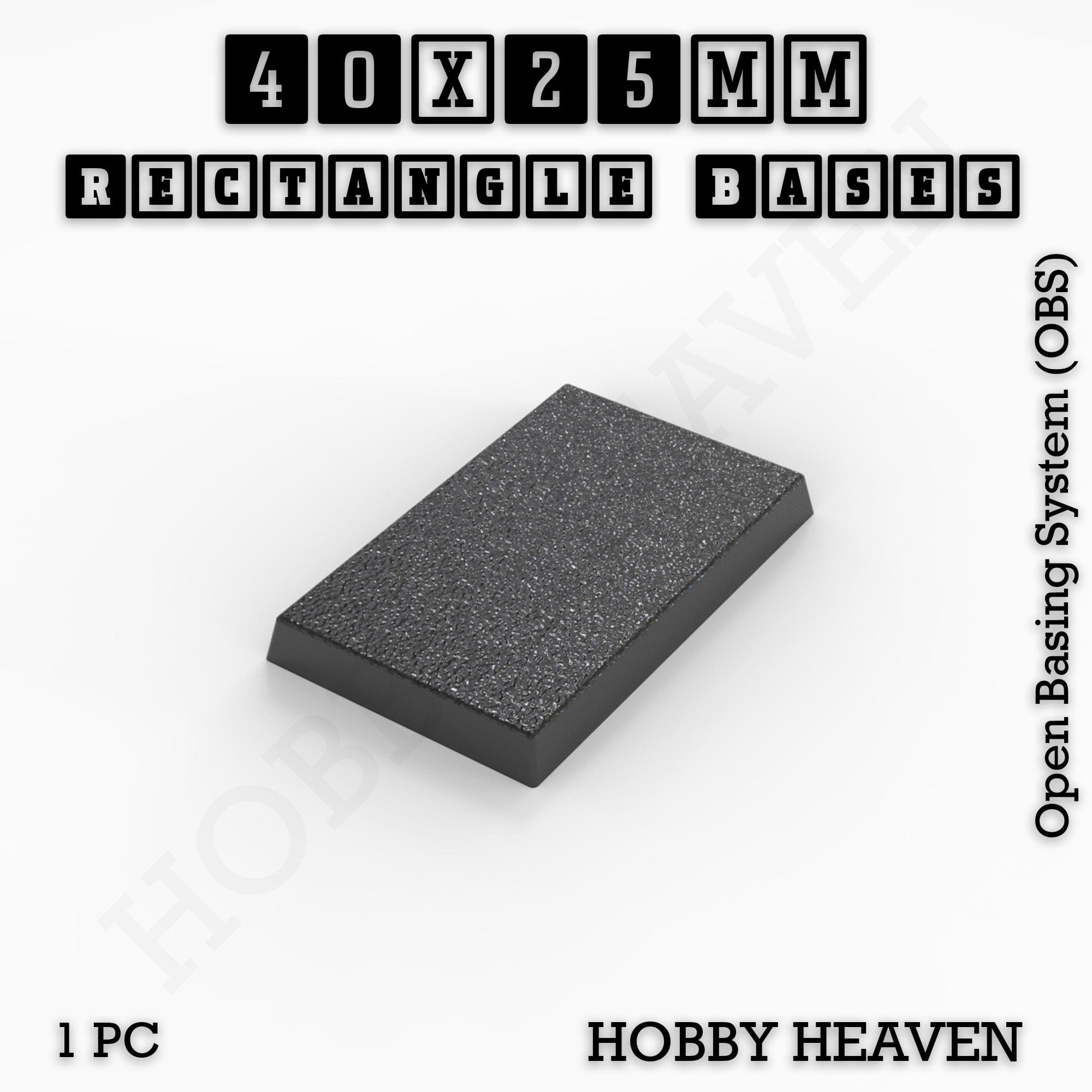 Base Rectangle Bases Range Sizes - 20x15mm to 75x25mm Small Sizes 3d Print Full Range Tabletop Games