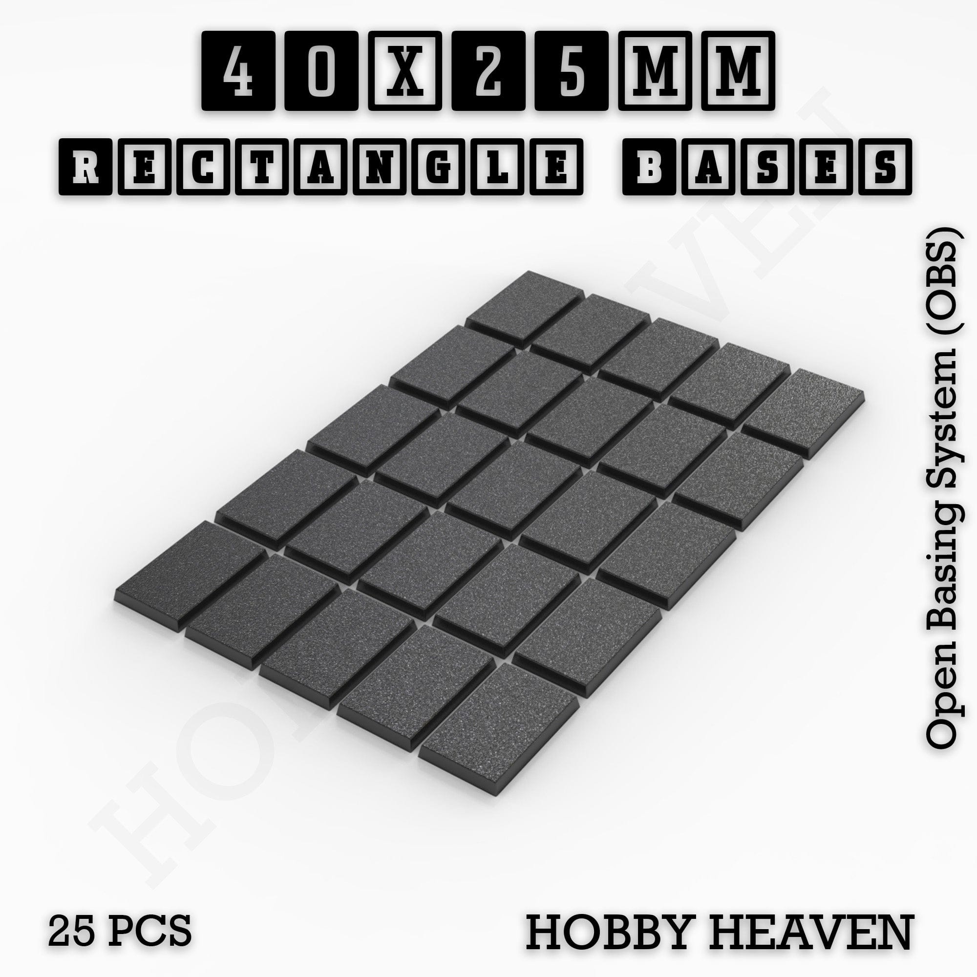 Base Rectangle Bases Range Sizes - 20x15mm to 75x25mm Small Sizes 3d Print Full Range Tabletop Games