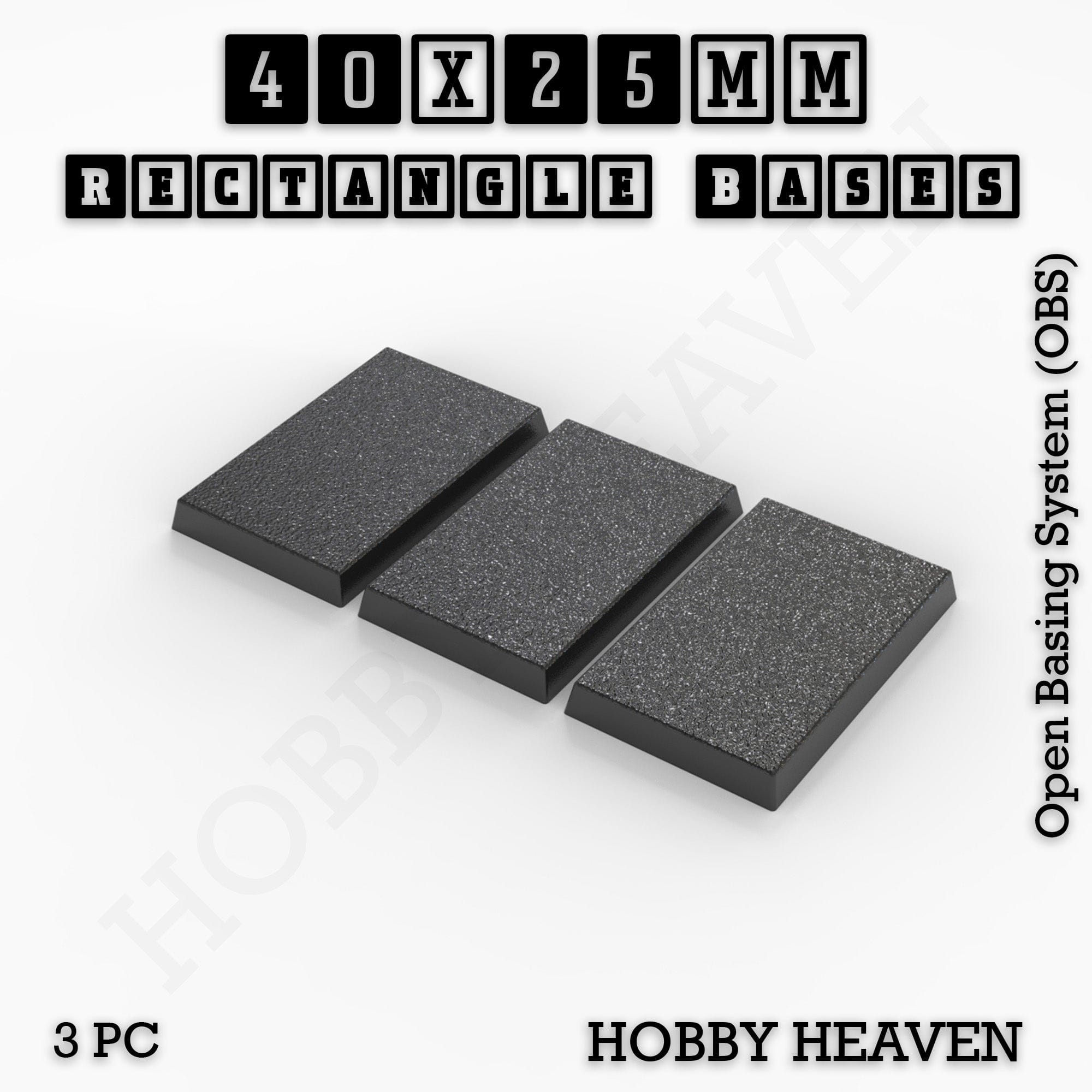 Base Rectangle Bases Range Sizes - 20x15mm to 75x25mm Small Sizes 3d Print Full Range Tabletop Games