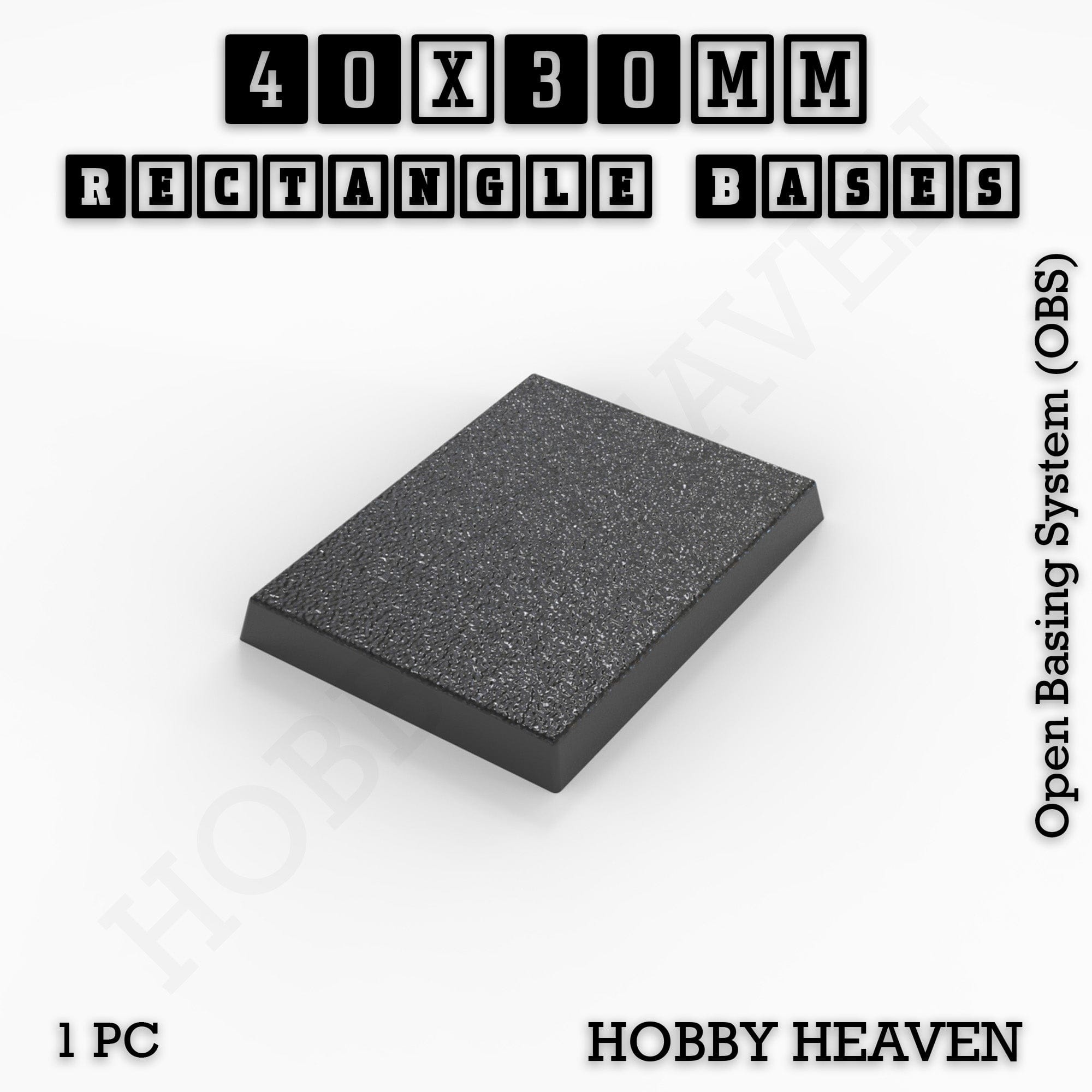 Base Rectangle Bases Range Sizes - 20x15mm to 75x25mm Small Sizes 3d Print Full Range Tabletop Games