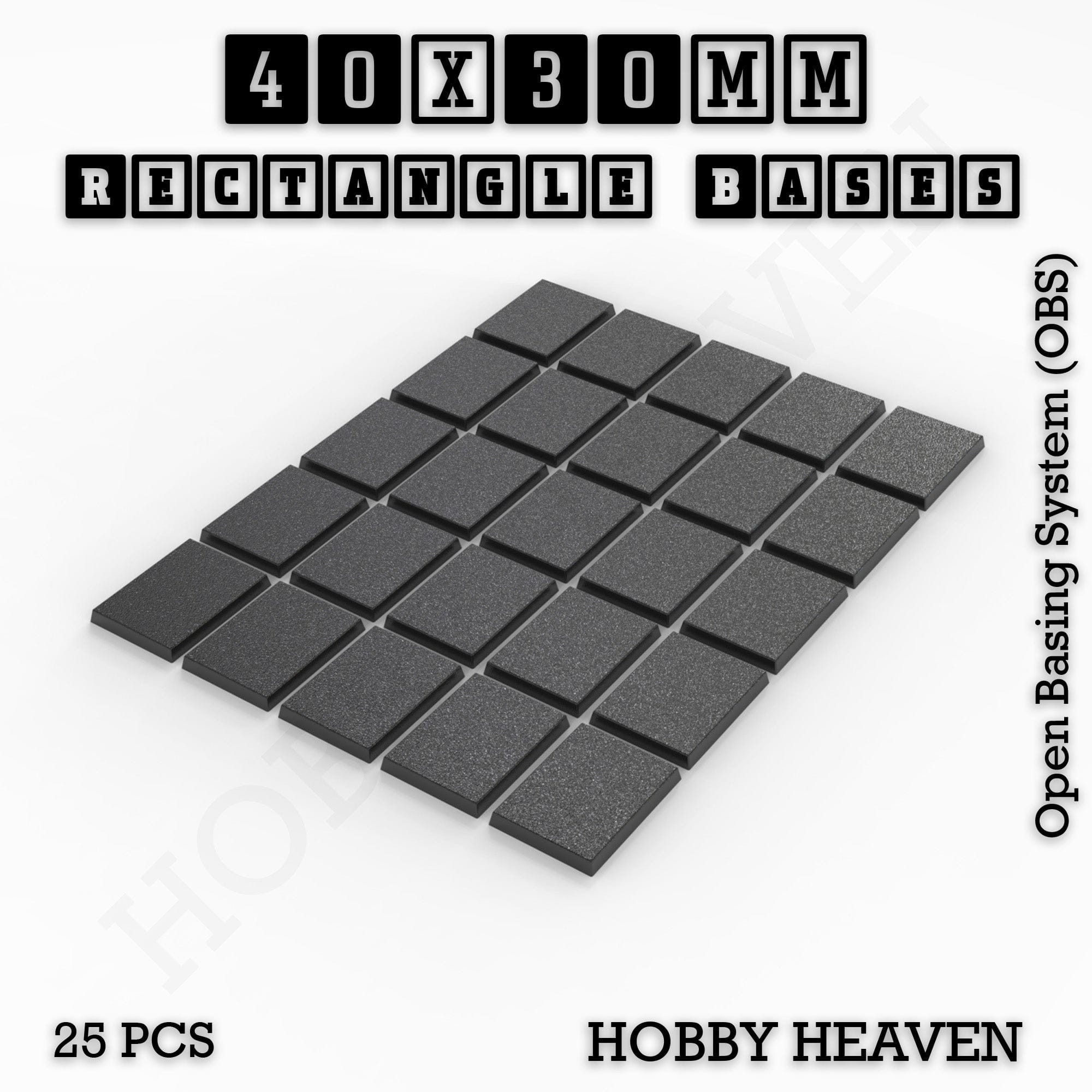 Base Rectangle Bases Range Sizes - 20x15mm to 75x25mm Small Sizes 3d Print Full Range Tabletop Games