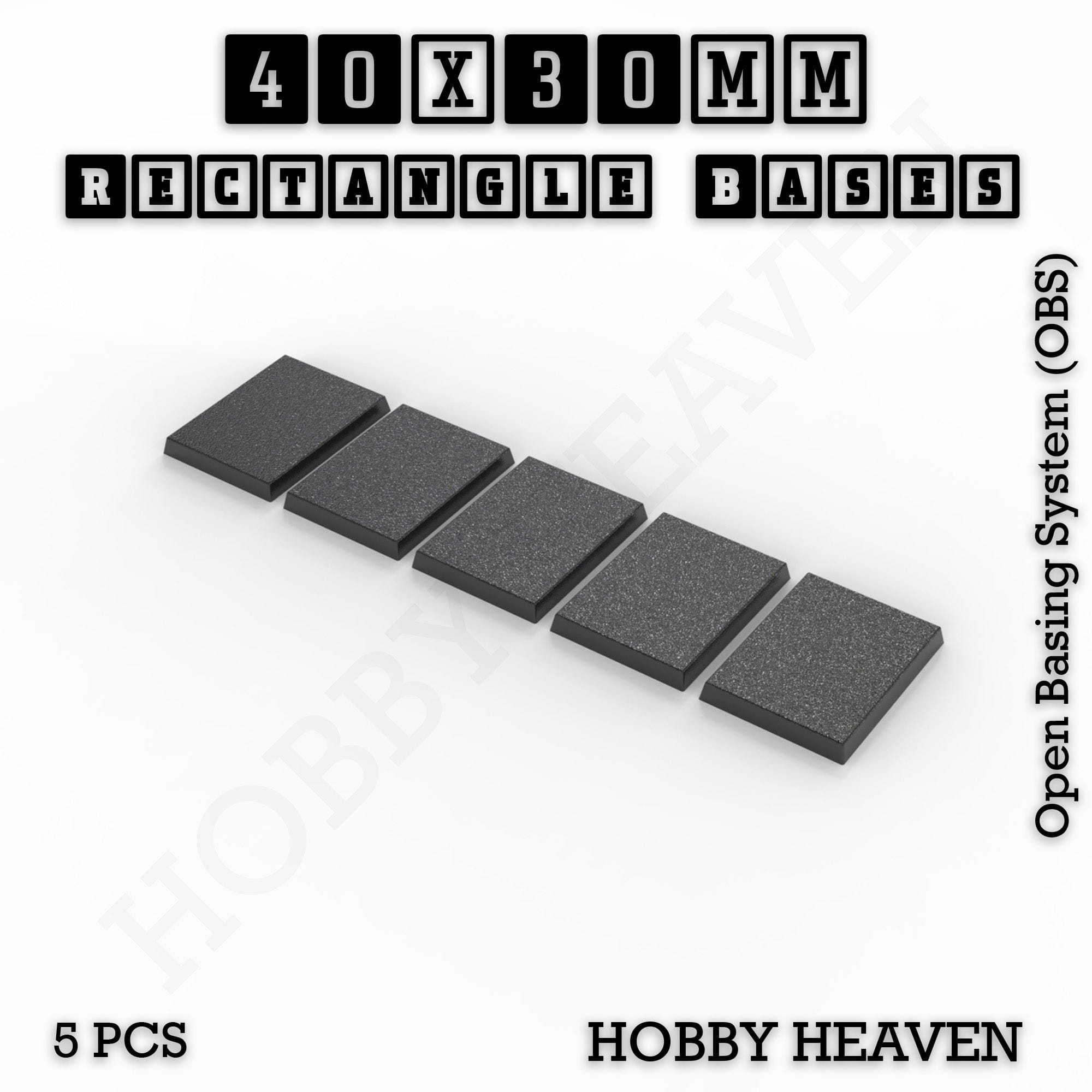 Base Rectangle Bases Range Sizes - 20x15mm to 75x25mm Small Sizes 3d Print Full Range Tabletop Games